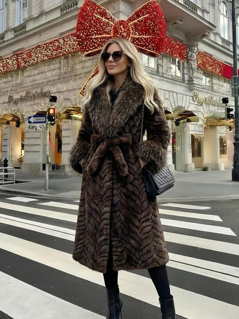 Women's Faux Fur Coat, Winter Fashionable Long Sleeve Jacket, Casual Warm Outerwear, Stylish Women's Clothing for Daily Wear