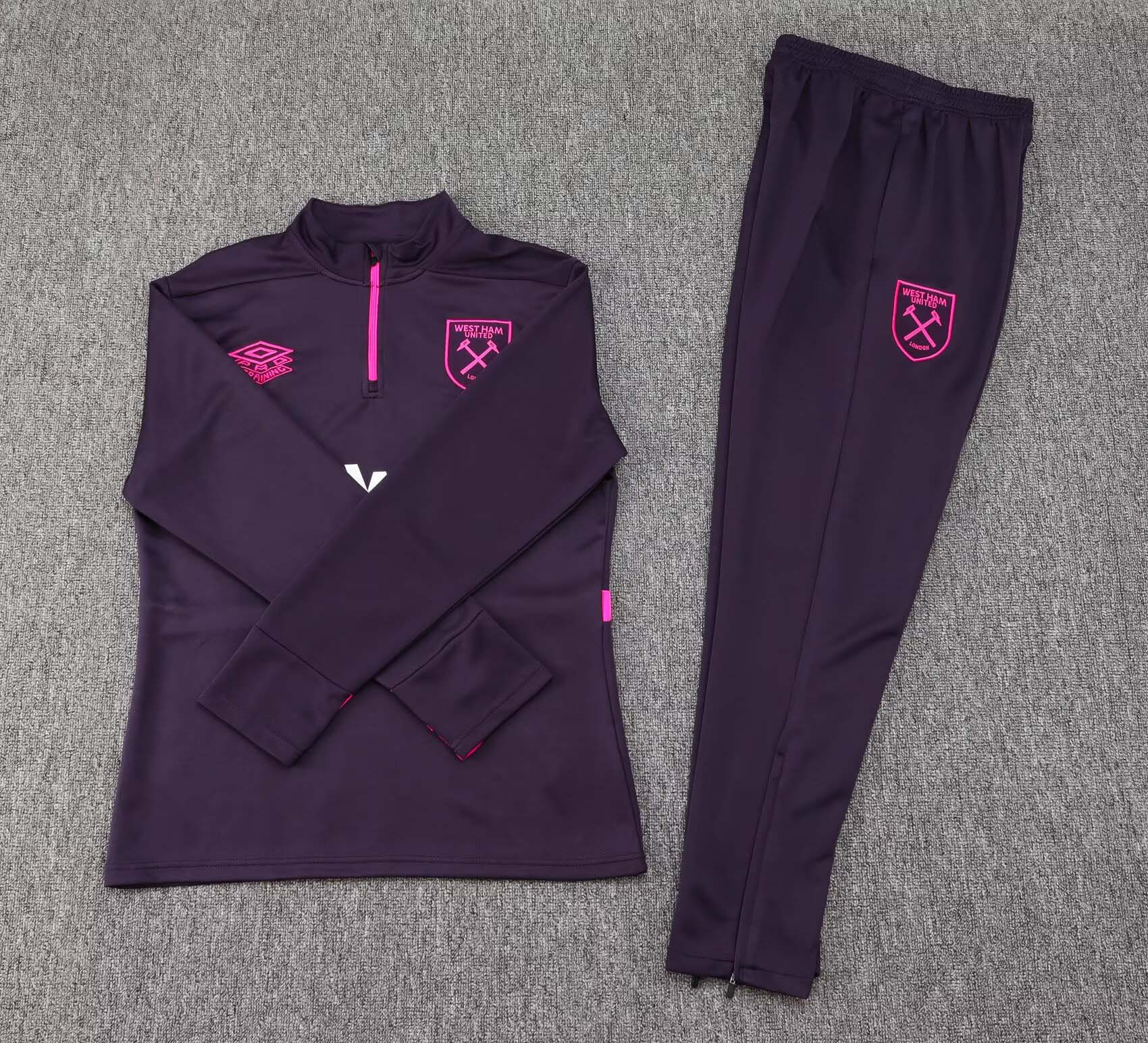 2024/2025 West Ham United Half-Pull Training Suit Purple Football Shirt 1:1 Thai Quality Set:football jersey mysite: unitedjerseyfootball 邓江浪:football