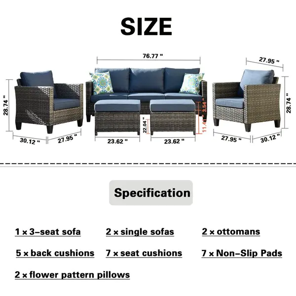 Dron Wicker/Rattan 5 - Person Seating Group with Cushions