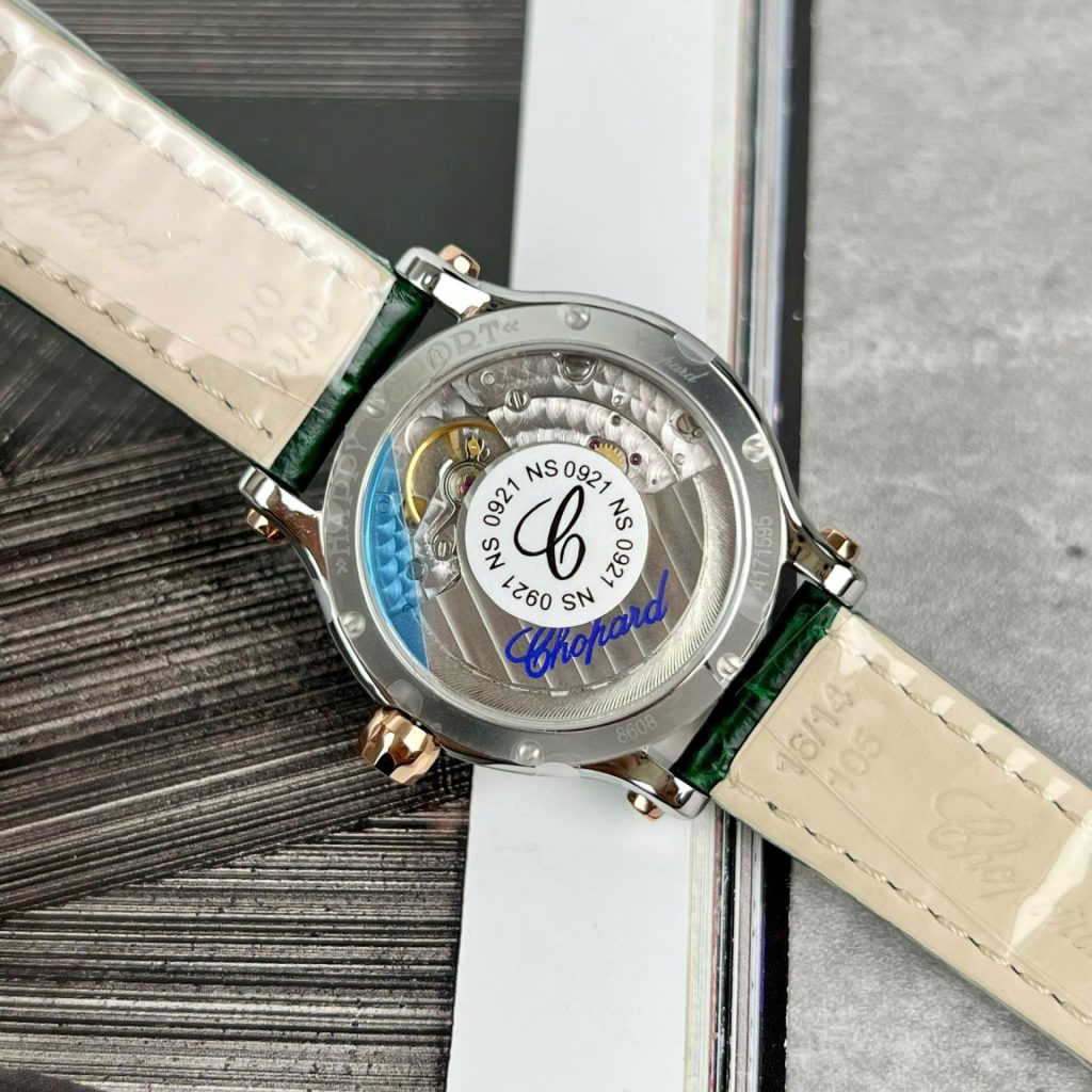 Đồng Hồ Chopard Chế Tác Happy Sport Mặt Đá Xoay Máy Cơ Nữ Màu Xanh Lá Cây 36mm (2)
