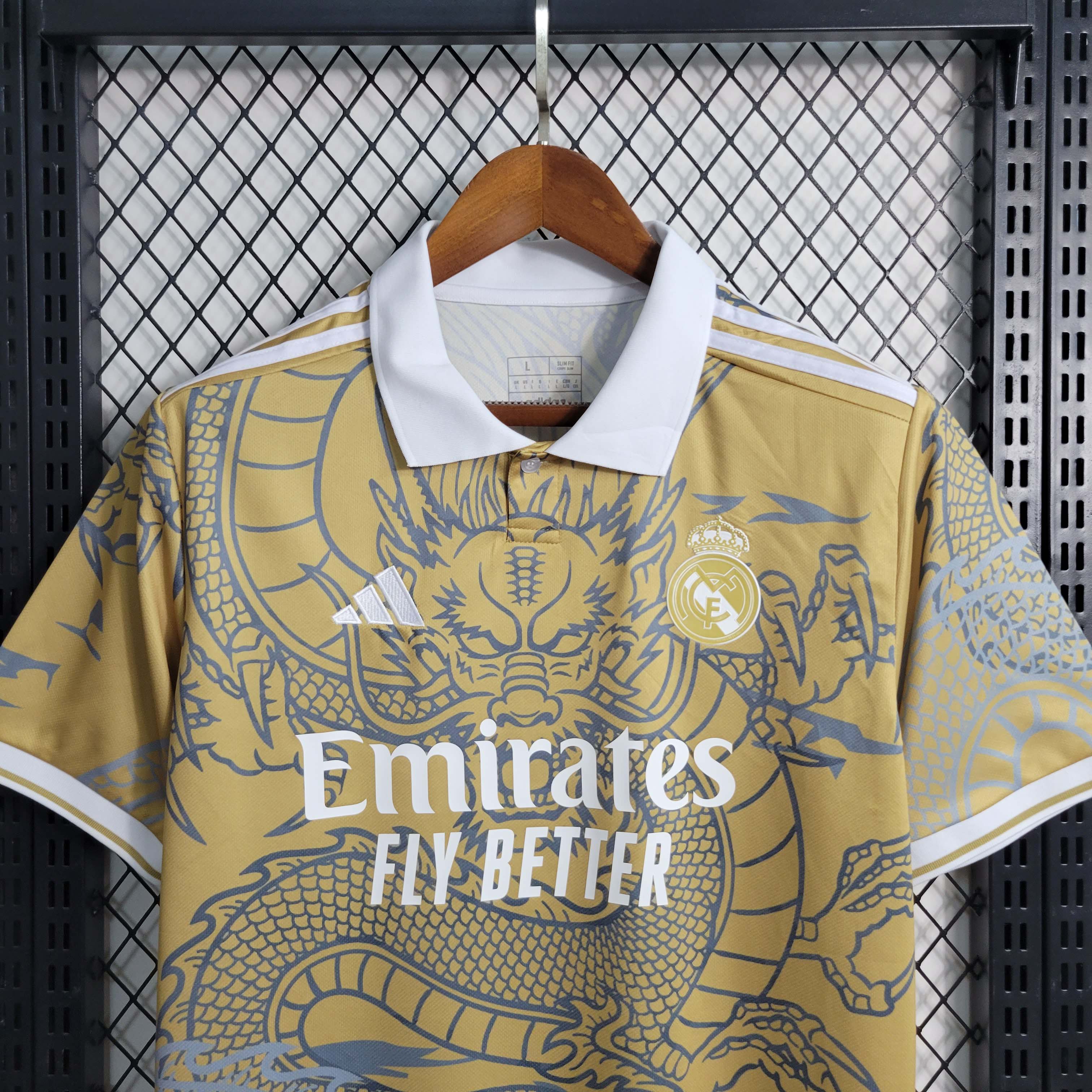 2023/2024 Real Madrid Chinese Gold Dragon Football Shirt:football jersey mysite: unitedjerseyfootball 邓江浪:football