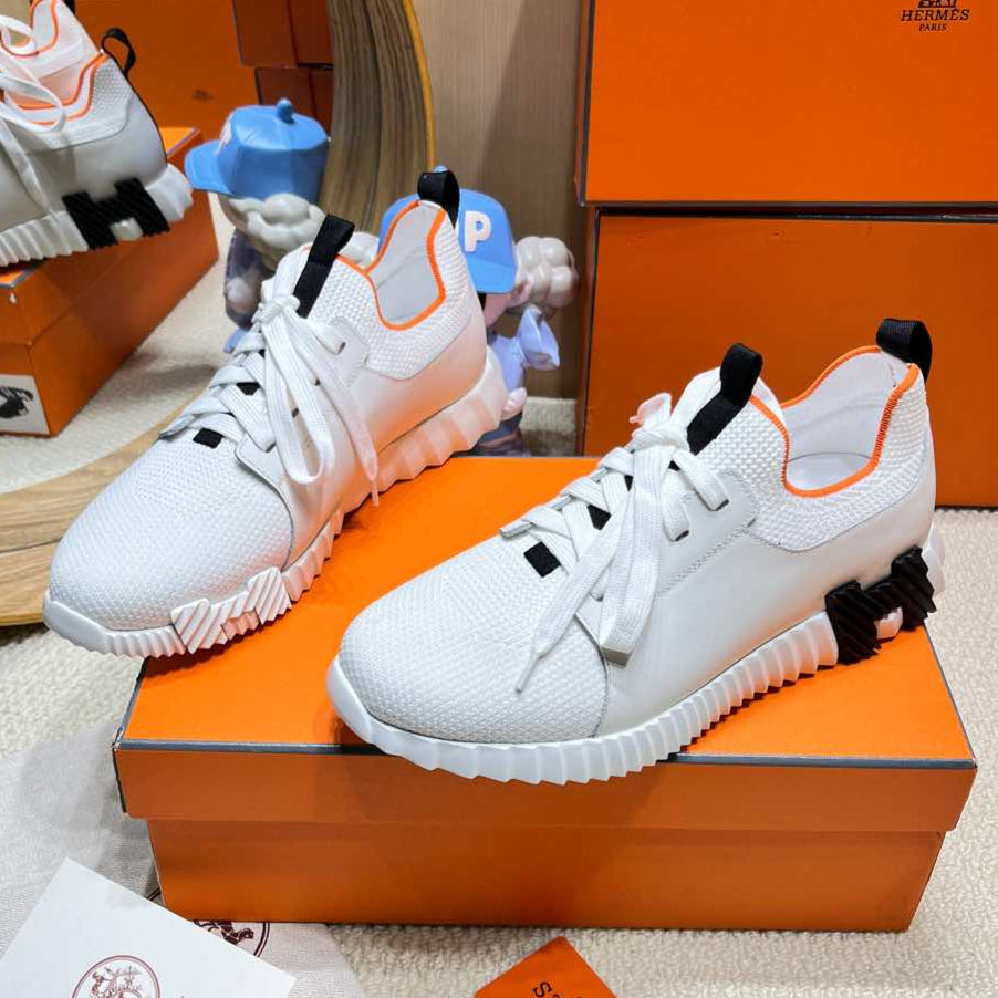 DEPART SLIP-ON SNEAKER IN WHITE KNIT AND CALFSKIN、mysite、Cacoeks