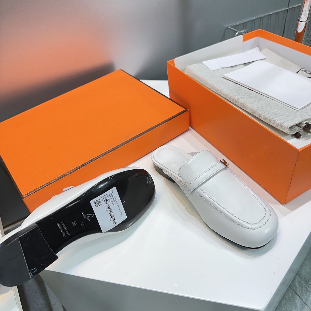 Lena Mule White Leather、mysite、Cacoeks