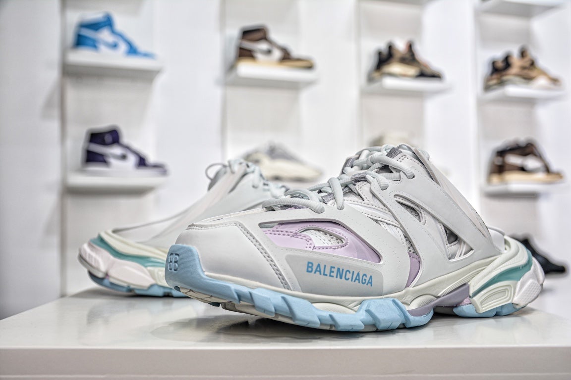 Balenciaga Track Mule in White Light Blue、mysite、Cacoeks