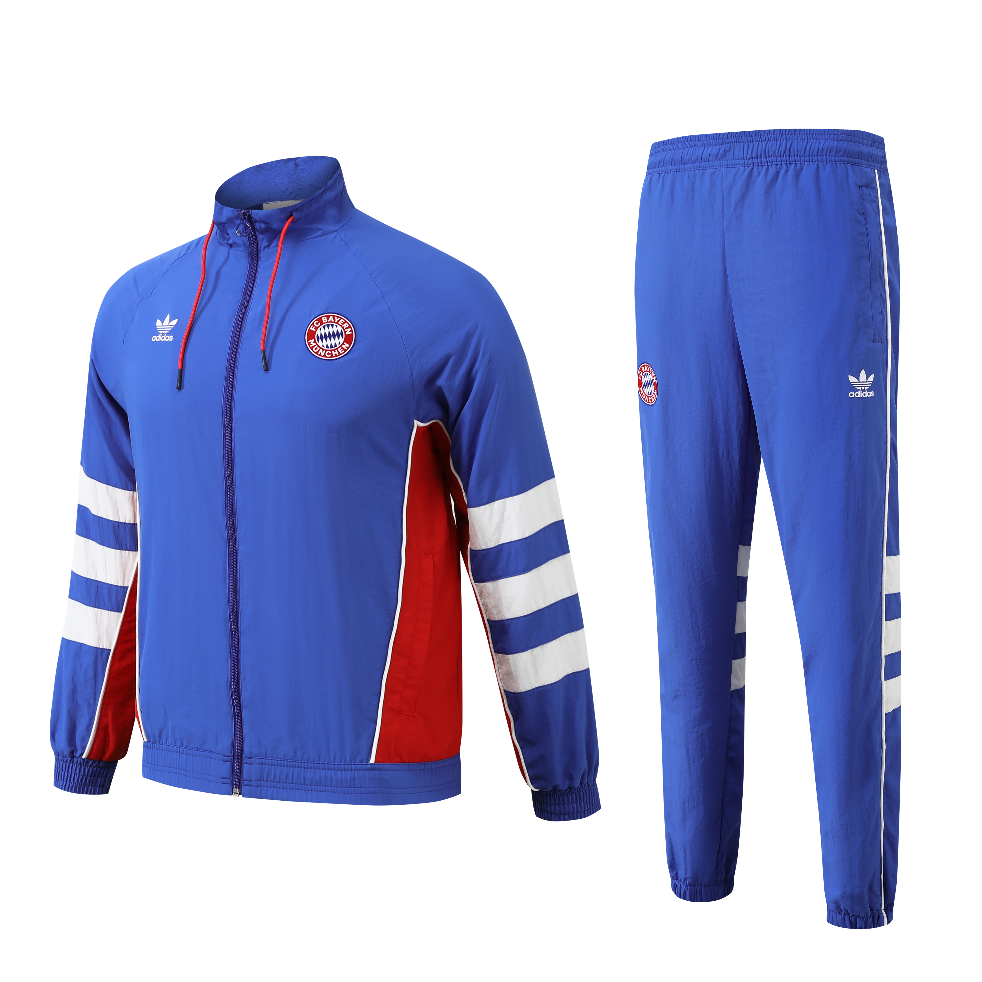 Higojerseys-Bayern Munich 24-25 Blue Throwback Windbreaker Suit - Jackets & Pants