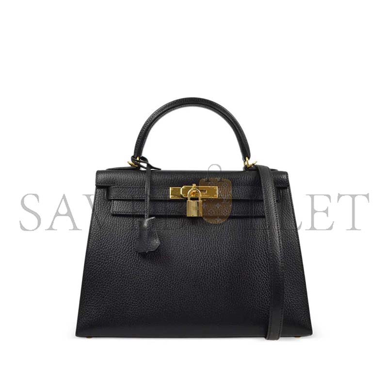 HERM�S KELLY 25 CHEVRE NOIR GOLDEN HARDWARE (25*17*7cm) 