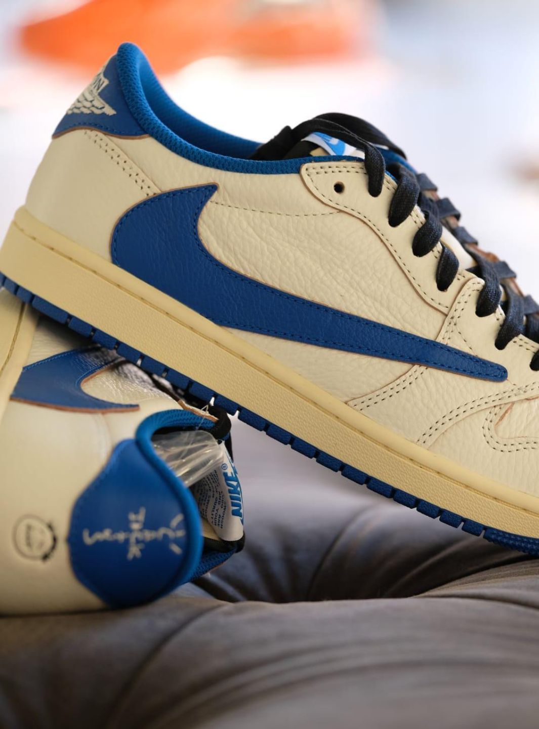 Air Jordan 1 Retro Low OG SP Fragment x Travis Scott Sail Military Blue、JORDAN、Cacoeks