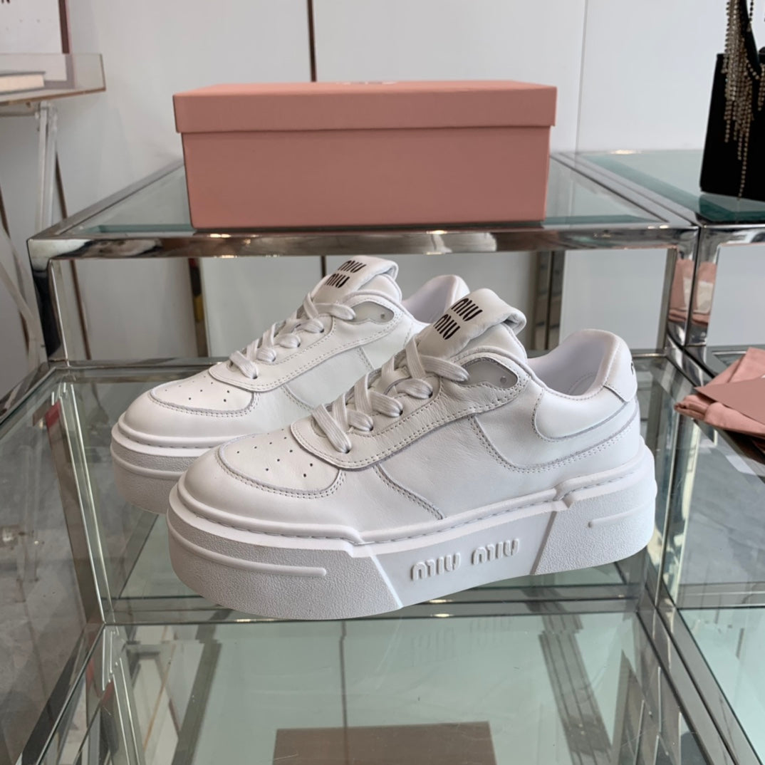 Sneakers Thick-soled White Cowhide、mysite、Cacoeks