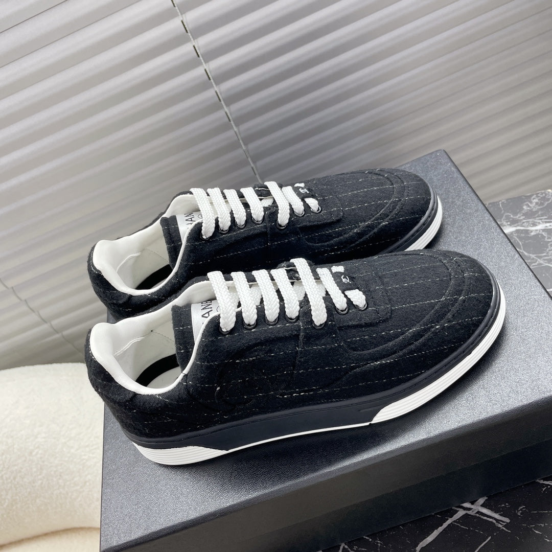 TRAINER SHOES IN BLACK WOOL FABRIC、mysite、Cacoeks