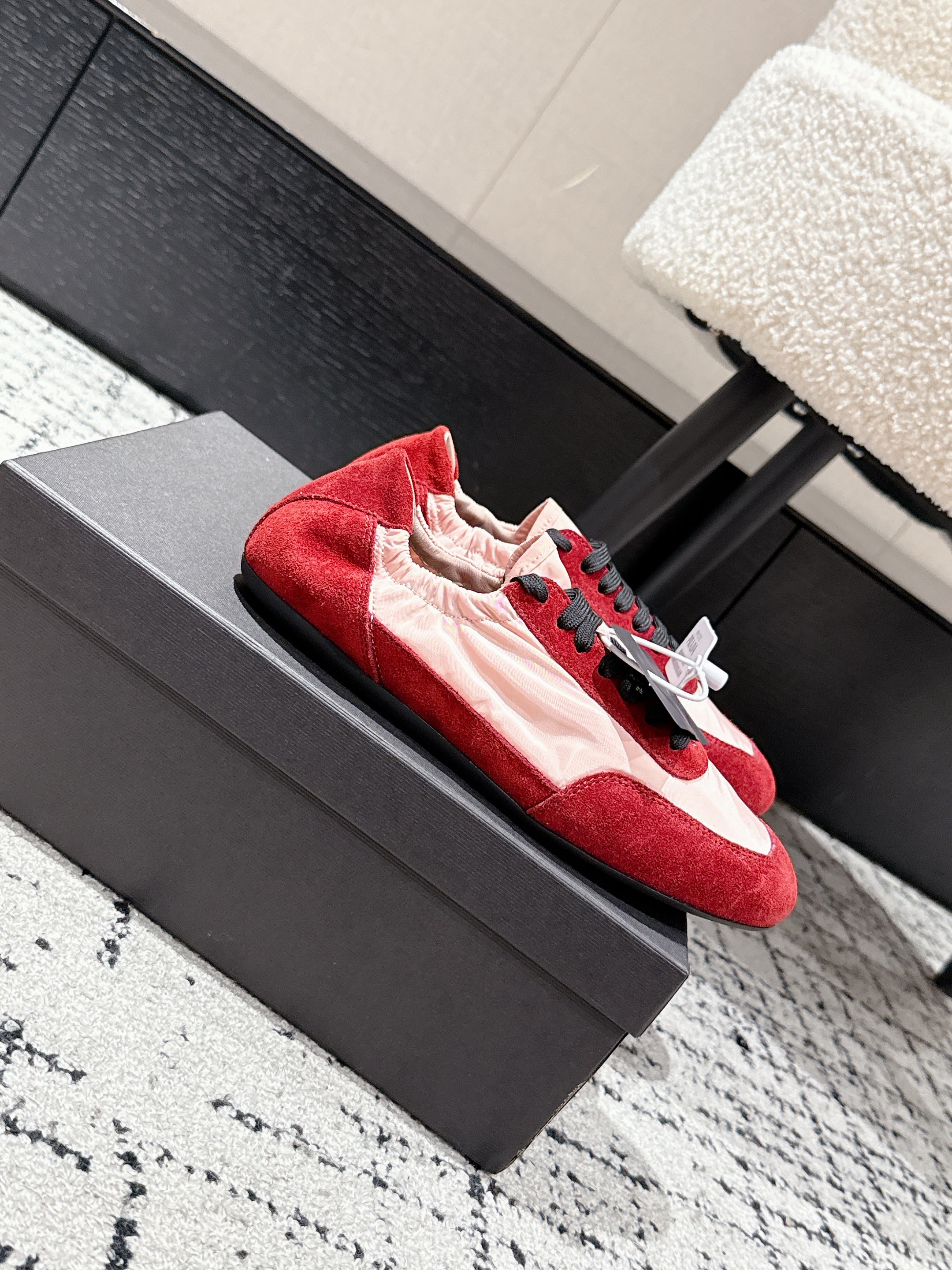 PRADA 25S COLLAPSE SNEAKERS IN RED RE NYLON AND SUEDE、mysite、Cacoeks