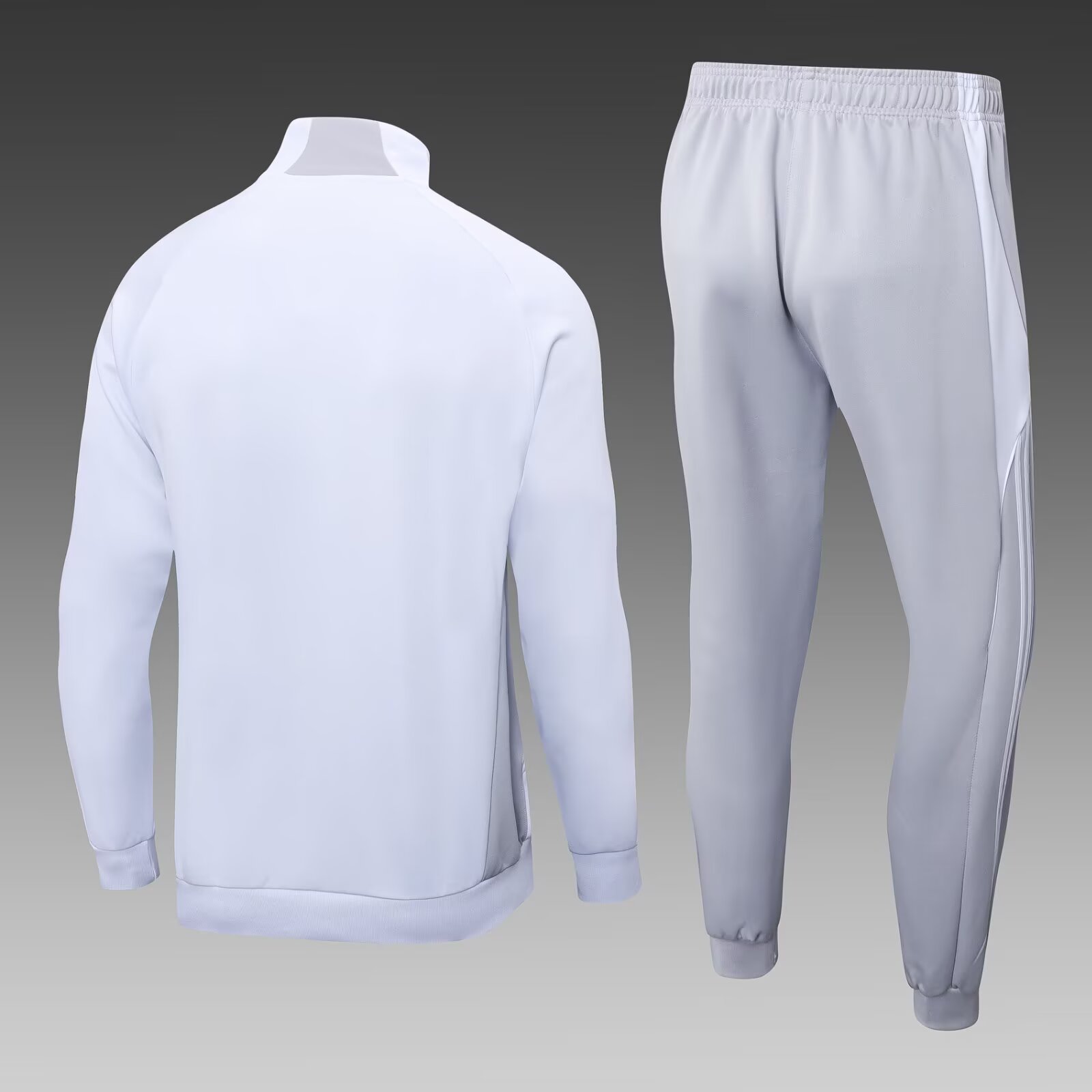 2025/2026 Real Madrid Long Zipped Jacket White-Gray Football Shirt Set:football jersey mysite: unitedjerseyfootball 邓江浪:football