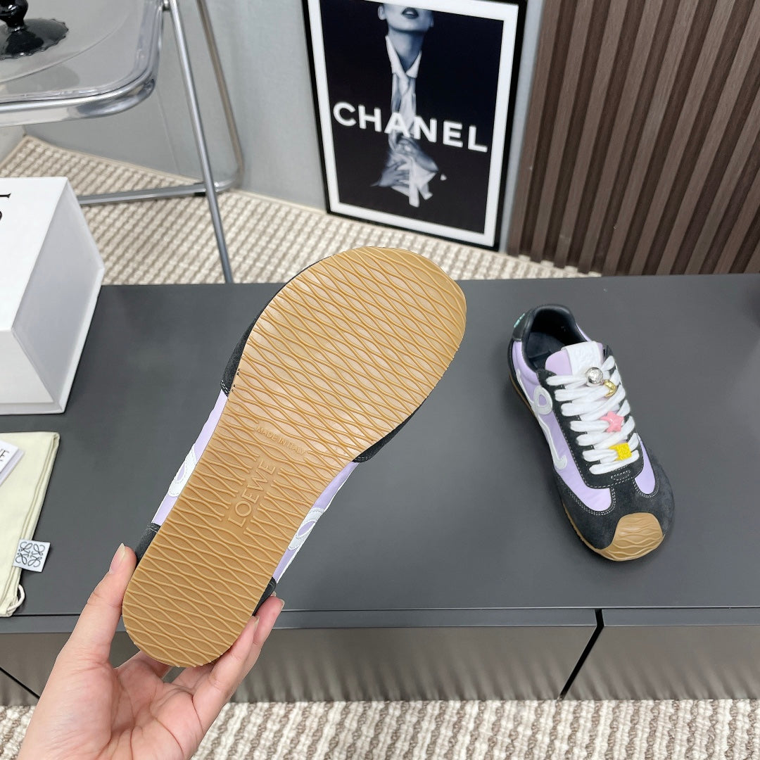 BALLET RUNNER 2.0 IN PURPLE PASTEL MIX BLACK SUEDE AND LYCRA FABRIC、mysite、Cacoeks