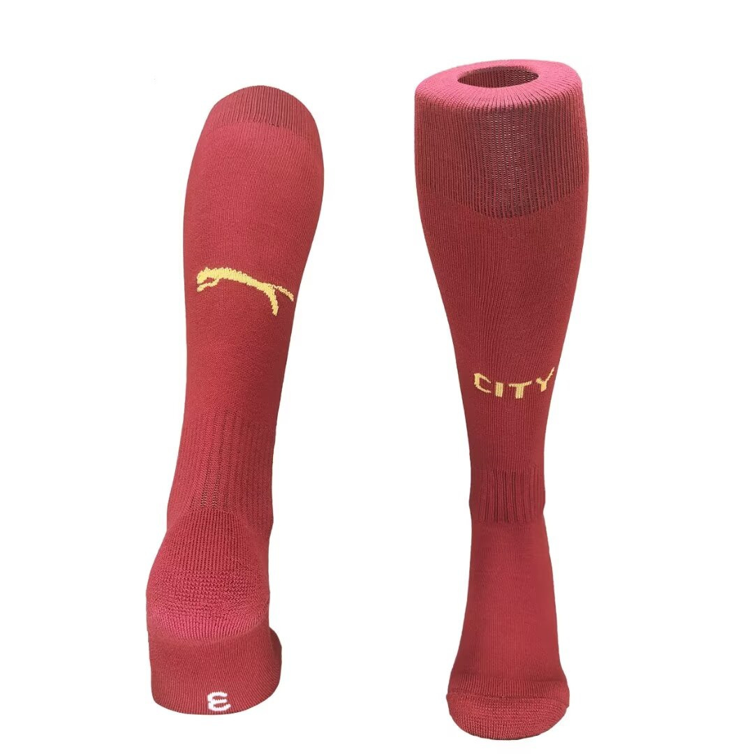 ManixJersey.com | Manchester City 24-25 Third Socks - Red -Customize Name, Number and Patch | Worldwide Shipping