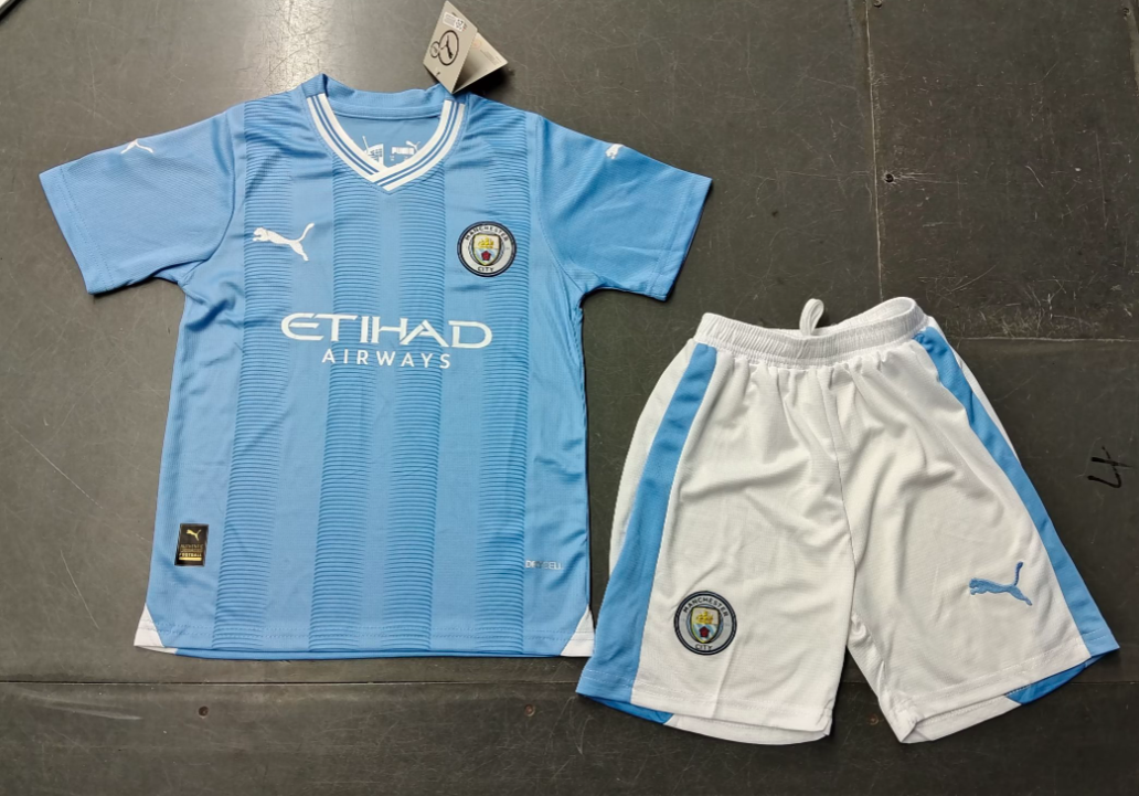 23/24 Manchester City Authentic Home Football Jersey Kids Size Suit-mysite Custom Football Kit- Nextkits