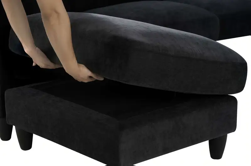 7pcs l shaped fabric fabric sofa free combination soft and comfortable suitable for living room bedroom hotel   office reception and   dark gray beige   details 5