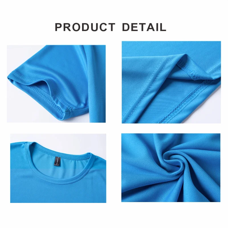 Quick Dry Round Neck T-shirts Gym Shirt Cheap Solid Color Short Sleeve Tee Personal Company Group Logo Custom  Print Embroidery