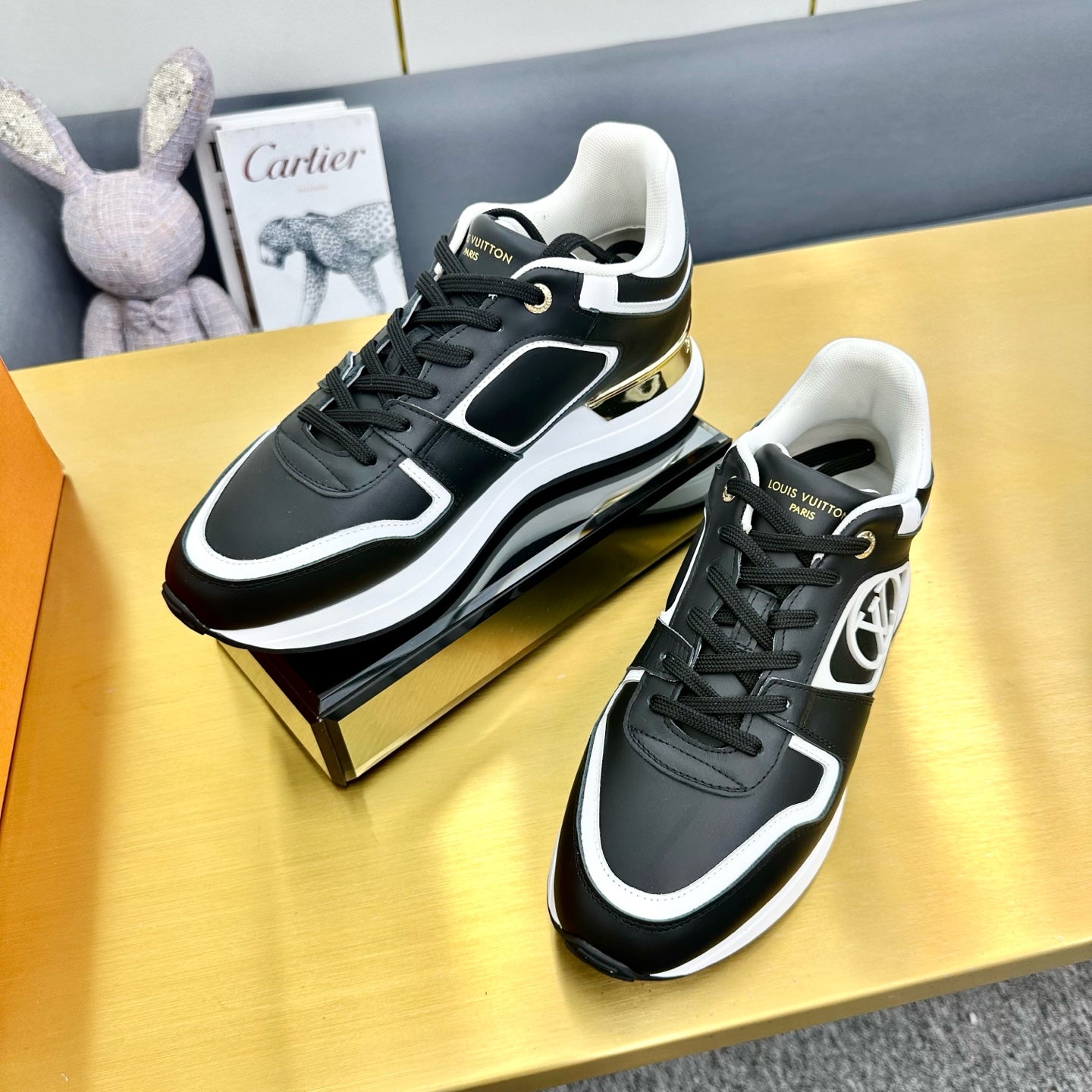 NEO RUN AWAY SNEAKER IN BLACK MIX WHITE CALFSKIN、mysite、Cacoeks