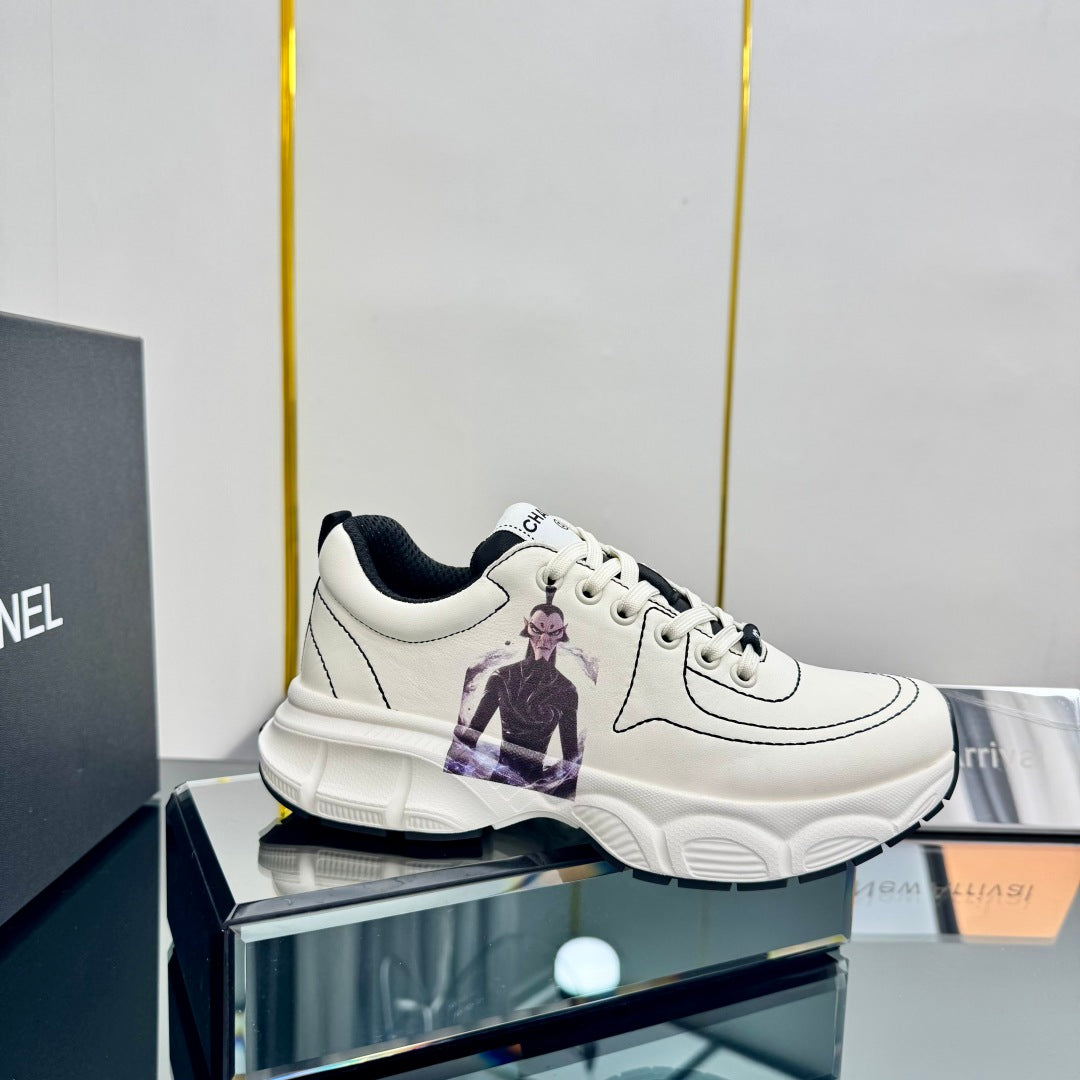 TRAINERS SNEAKER IN WHITE CALFSKIN WITH STICKER 238625、mysite、Cacoeks