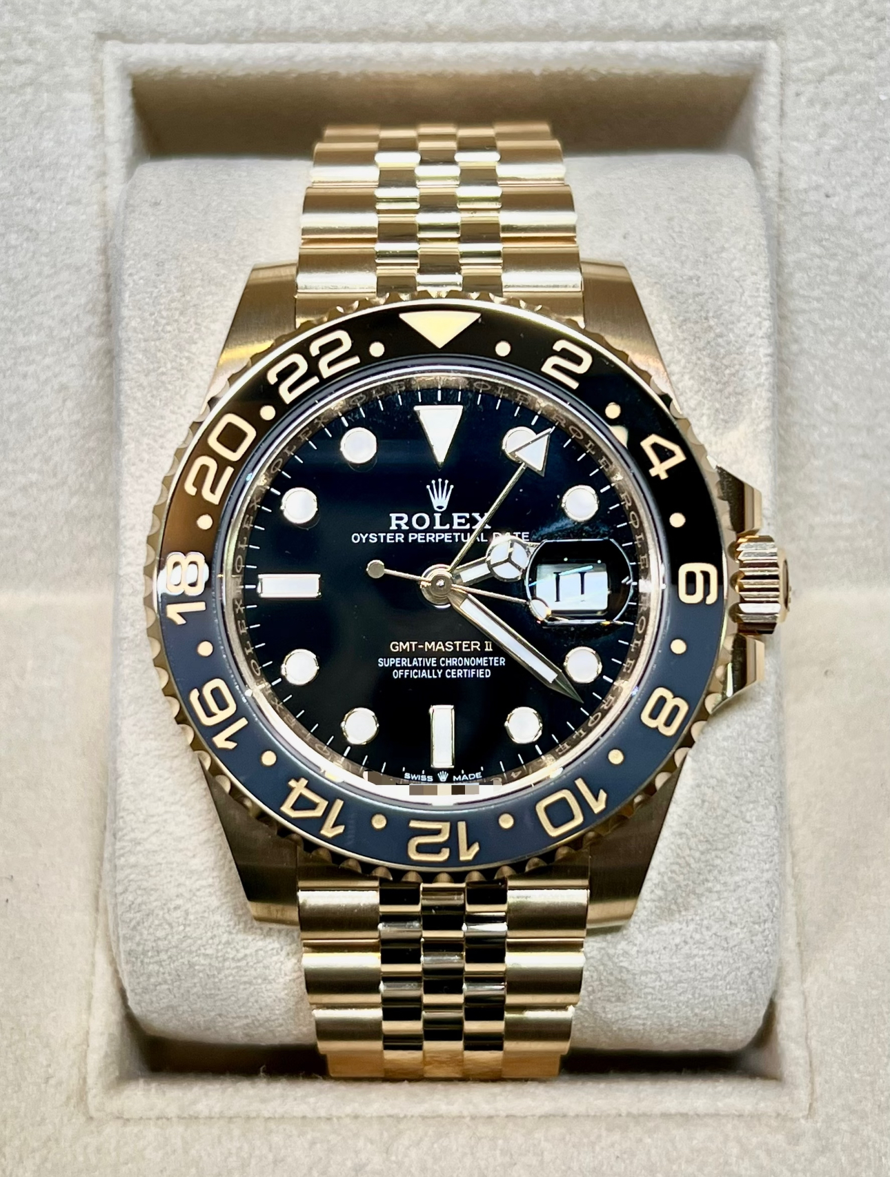 RolexGMT Master ll 2023 18kGold Jubilee Bracelet SuperClone Swiss Replica Watch Ref 126718GRNR 3285 Swiss Movement