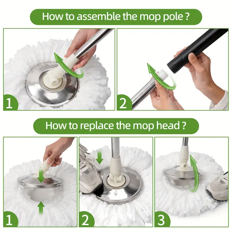 spin mop and bucket with wringer set bathroom mop bucket school bathroom 360 spinning mop   with 3pcs microfiber mop replacement heads 61 stainless steel adjustable handle for floor cleaning bucket floor cleaning tool details 2