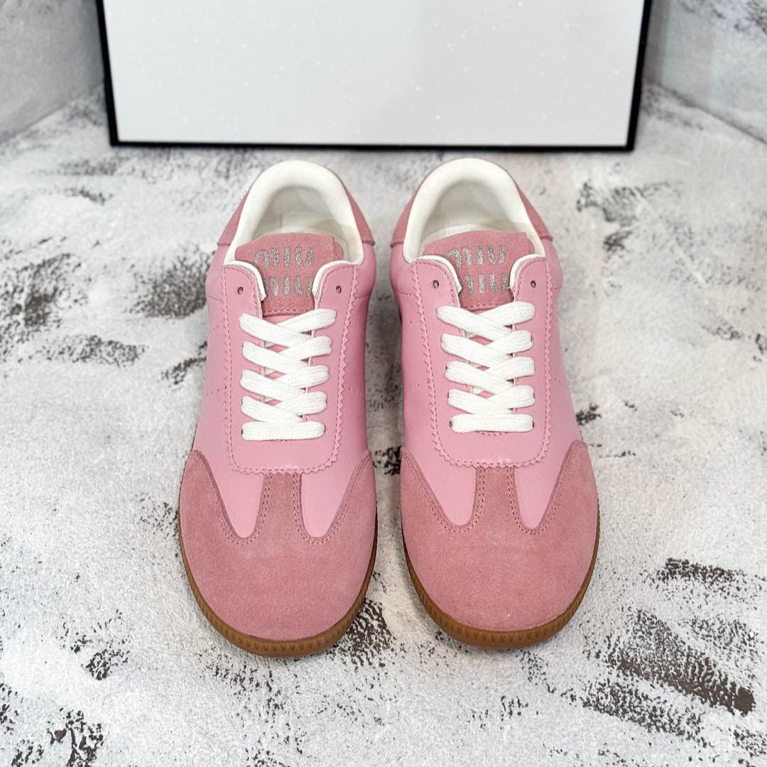 RETRO SNEAKERS IN PINK LAMBSKIN MIX SUEDE、mysite、Cacoeks
