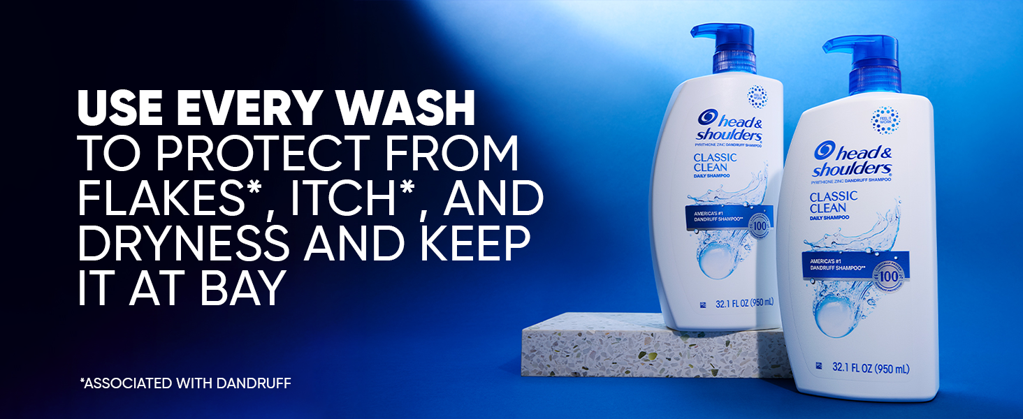 Use every wash to protect from flakes*, itch*, and dryness *associated with dandruff