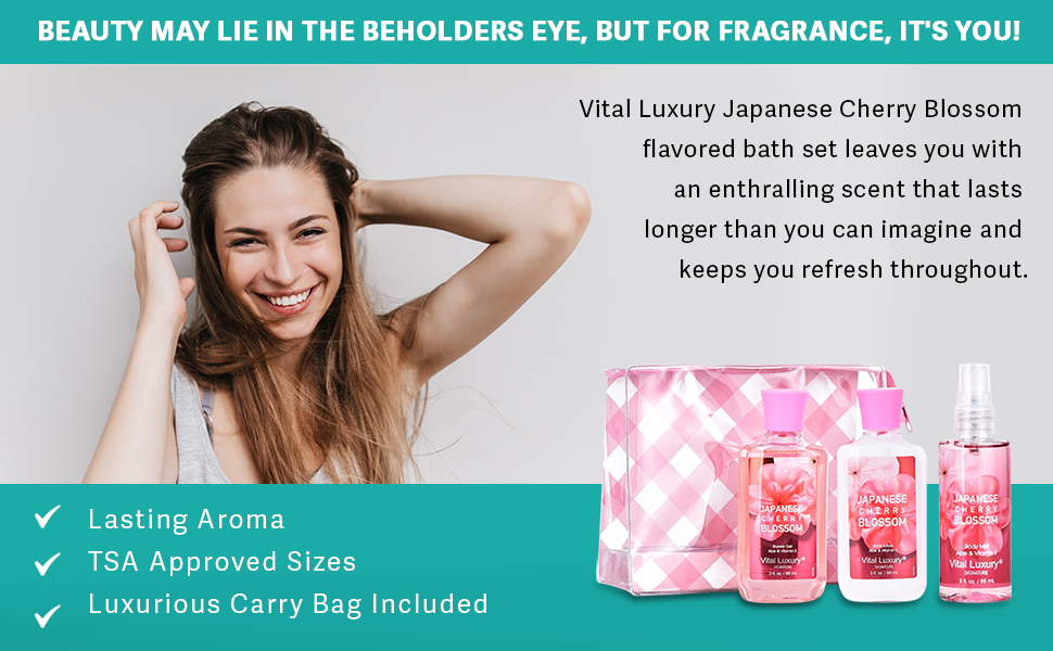 ladies cherry blossom hydrating dry skin flower body spray and lotion set perfume vital luxury bath 