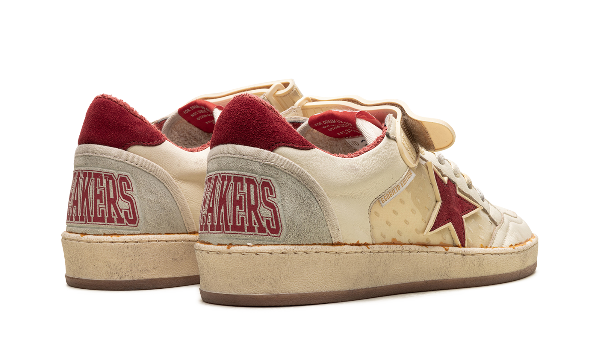 BALL STAR WITH STRAP NAPPA AND PVC UPPER SUEDE STAR SPUR AND HEEL "WHITE ICE RED PVC"、mysite、Cacoeks