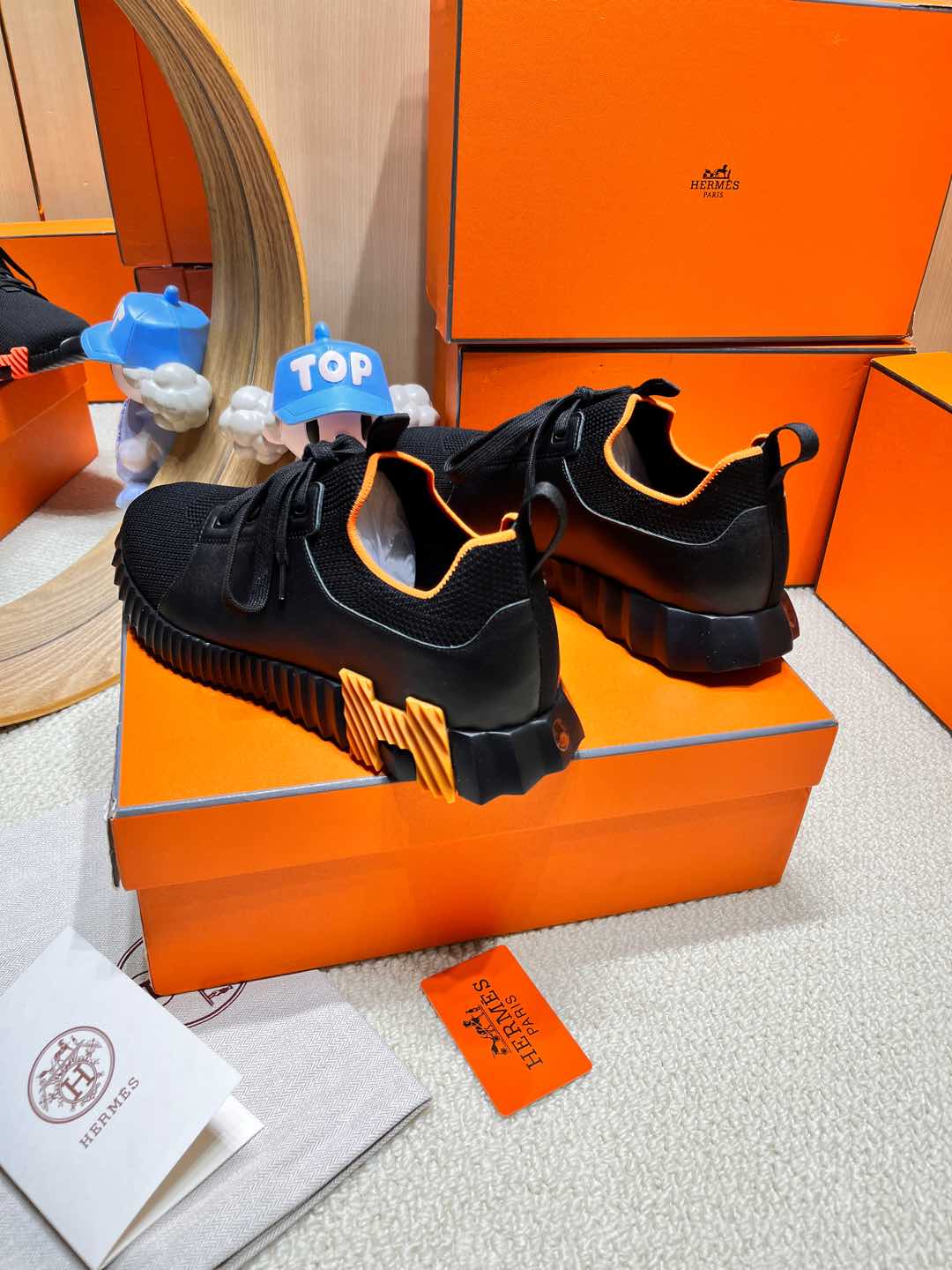 DEPART SLIP-ON SNEAKER IN BLACK KNIT AND CALFSKIN、mysite、Cacoeks