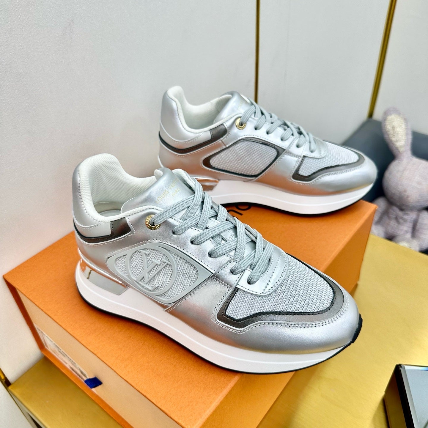 NEO RUN AWAY SNEAKER IN SILVER CALFSKIN、mysite、Cacoeks