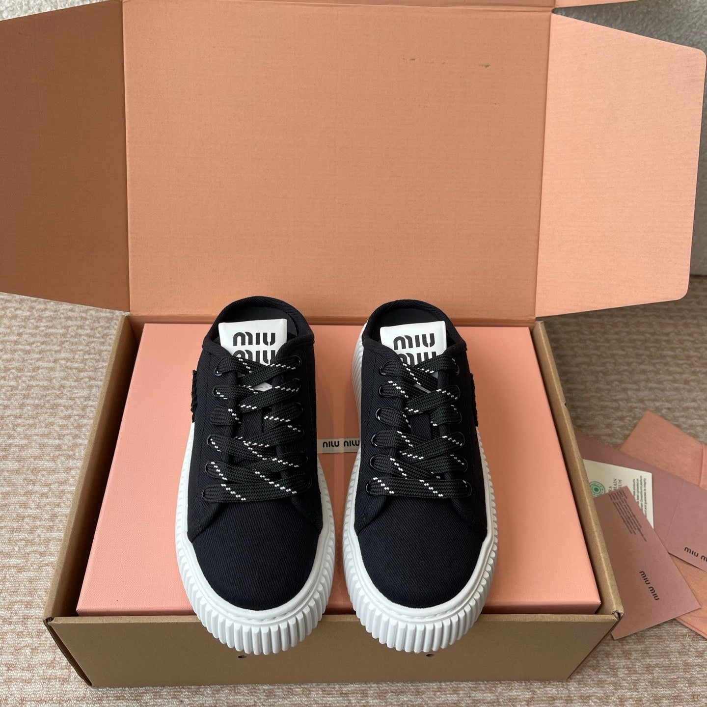 WASH SNEAKER MULES IN BLACK DENIM、mysite、Cacoeks