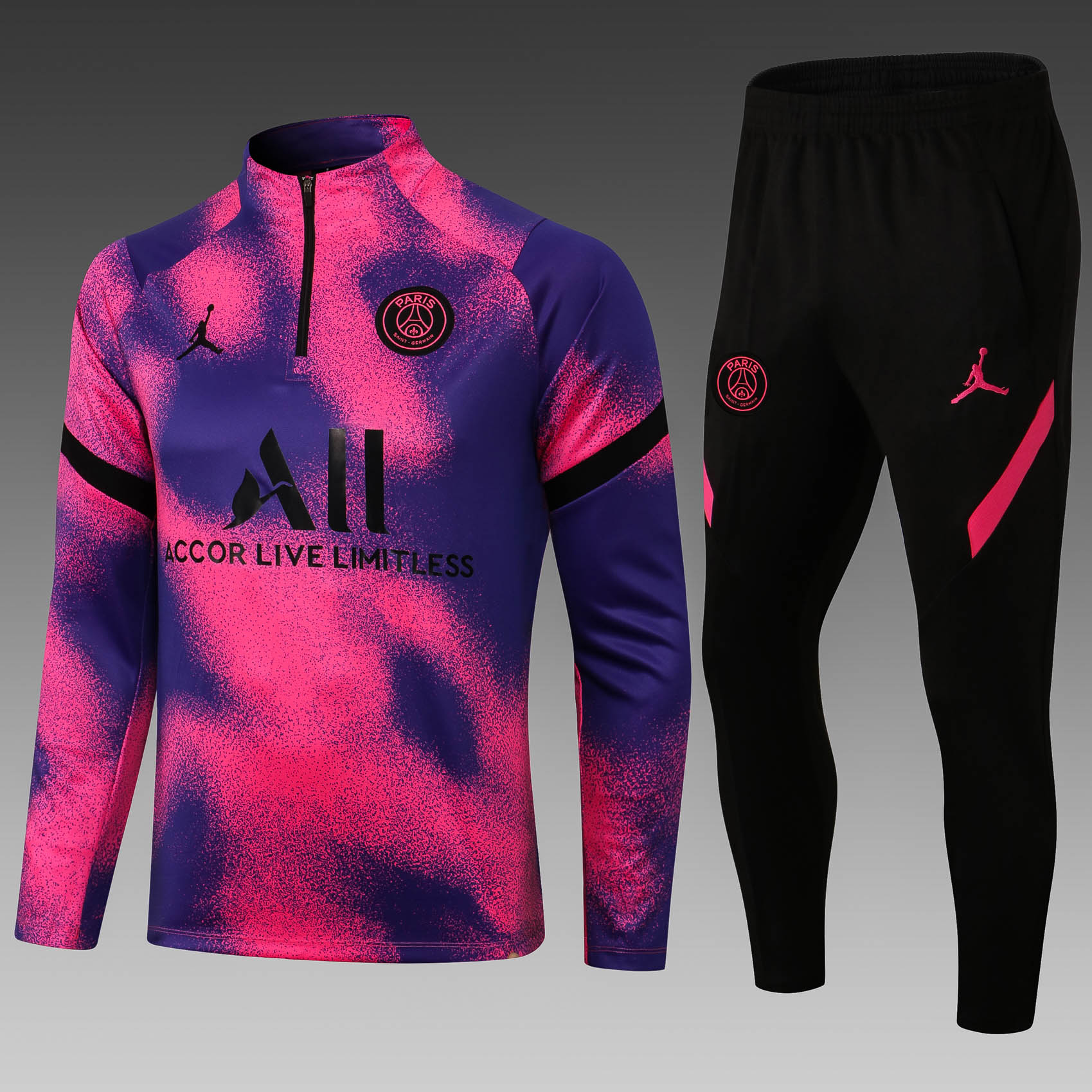 2021/2022 Psg Paris Saint-Germain Half-Pull Training Suit Pink Set:football jersey mysite: unitedjerseyfootball 邓江浪:football