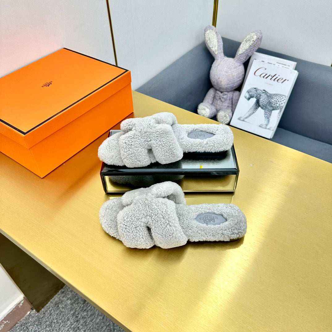 0RAN SHEARLING SANDALS PALE GRAY、mysite、Cacoeks