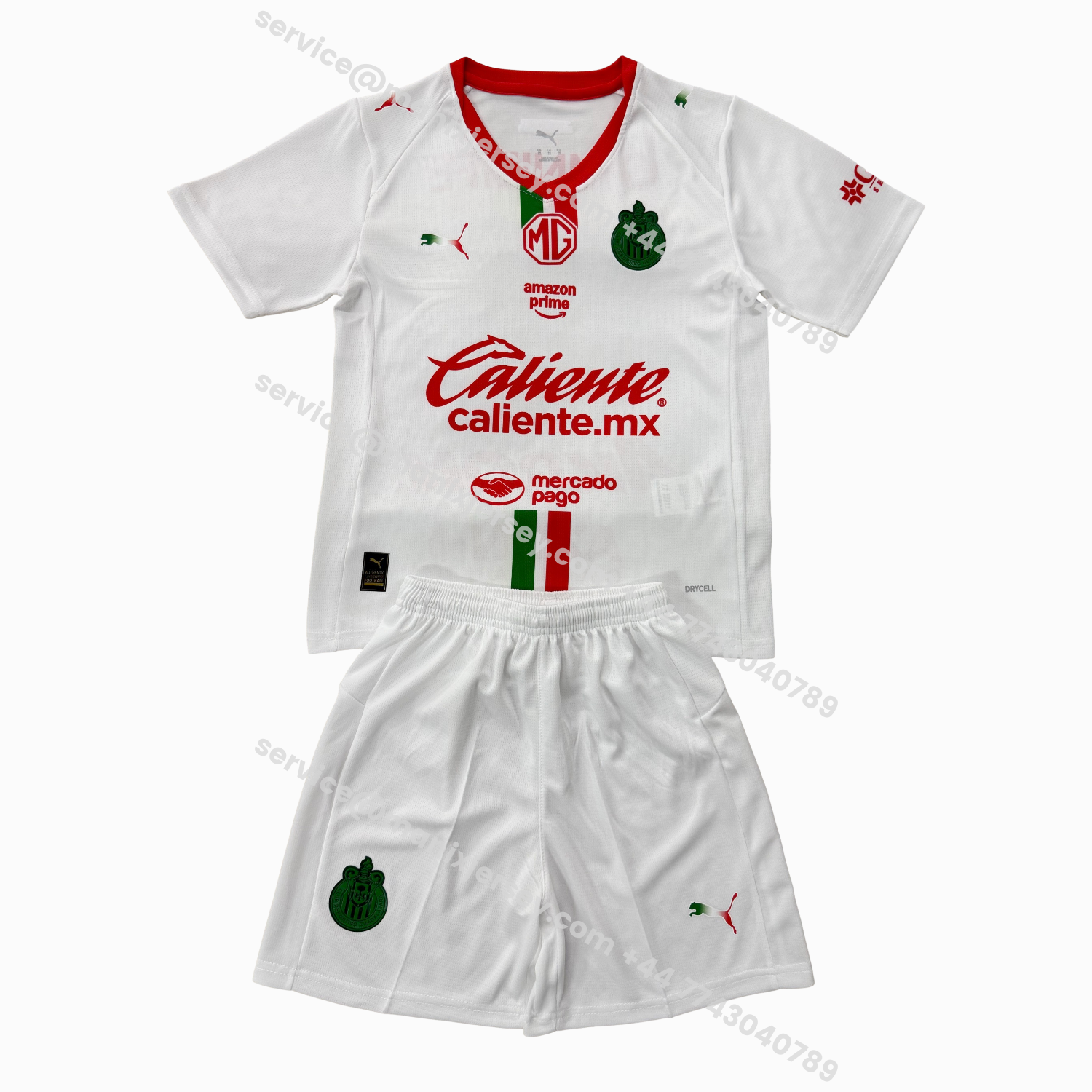 ManixJersey.com | Chivas de Guadalajara 25-26 Away White Men's Adult Jersey Set - Fans Version -Customize Name, Number and Patch | Worldwide Shipping