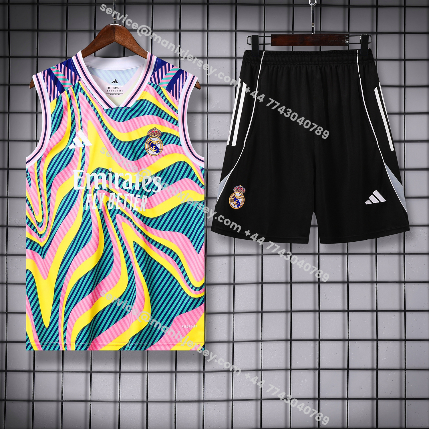 ManixJersey.com | Real Madrid 25-26 Vest Training Set - Colorful Vest & Black Shorts -Customize Name, Number and Patch | Worldwide Shipping