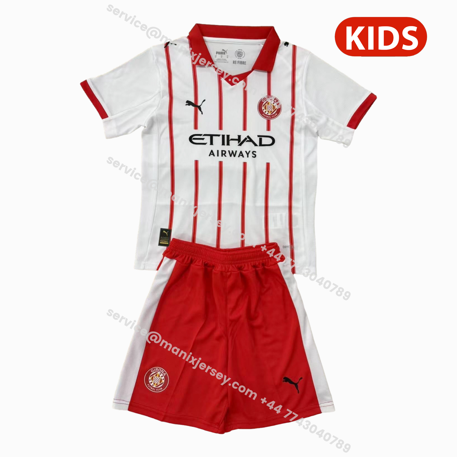 ManixJersey.com | Girona 25-26 Home Kids Kit -Customize Name, Number and Patch | Worldwide Shipping