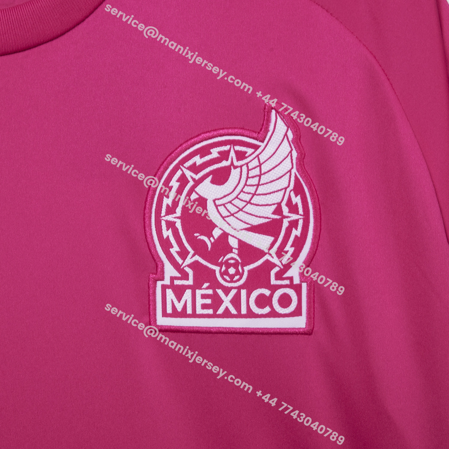 ManixJersey.com | Mexico 2026 Pink Goalkeeper Long Sleeves Jersey - Fans Version -Customize Name, Number and Patch | Worldwide Shipping