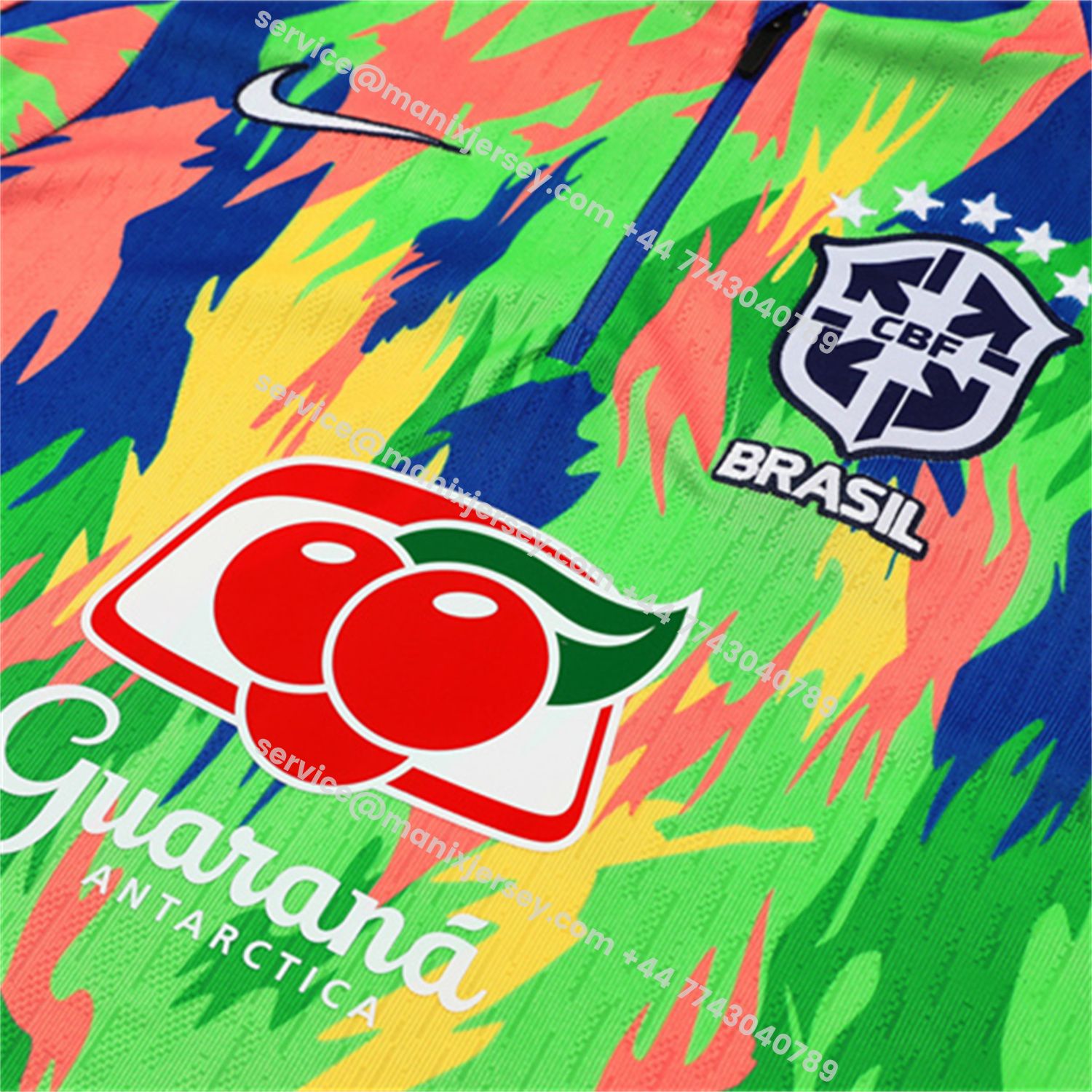 ManixJersey.com | Brazil 25-26 Long Sleeve Training Set - Colorful Camouflage Top & Royal Blue Pants -Customize Name, Number and Patch | Worldwide Shipping