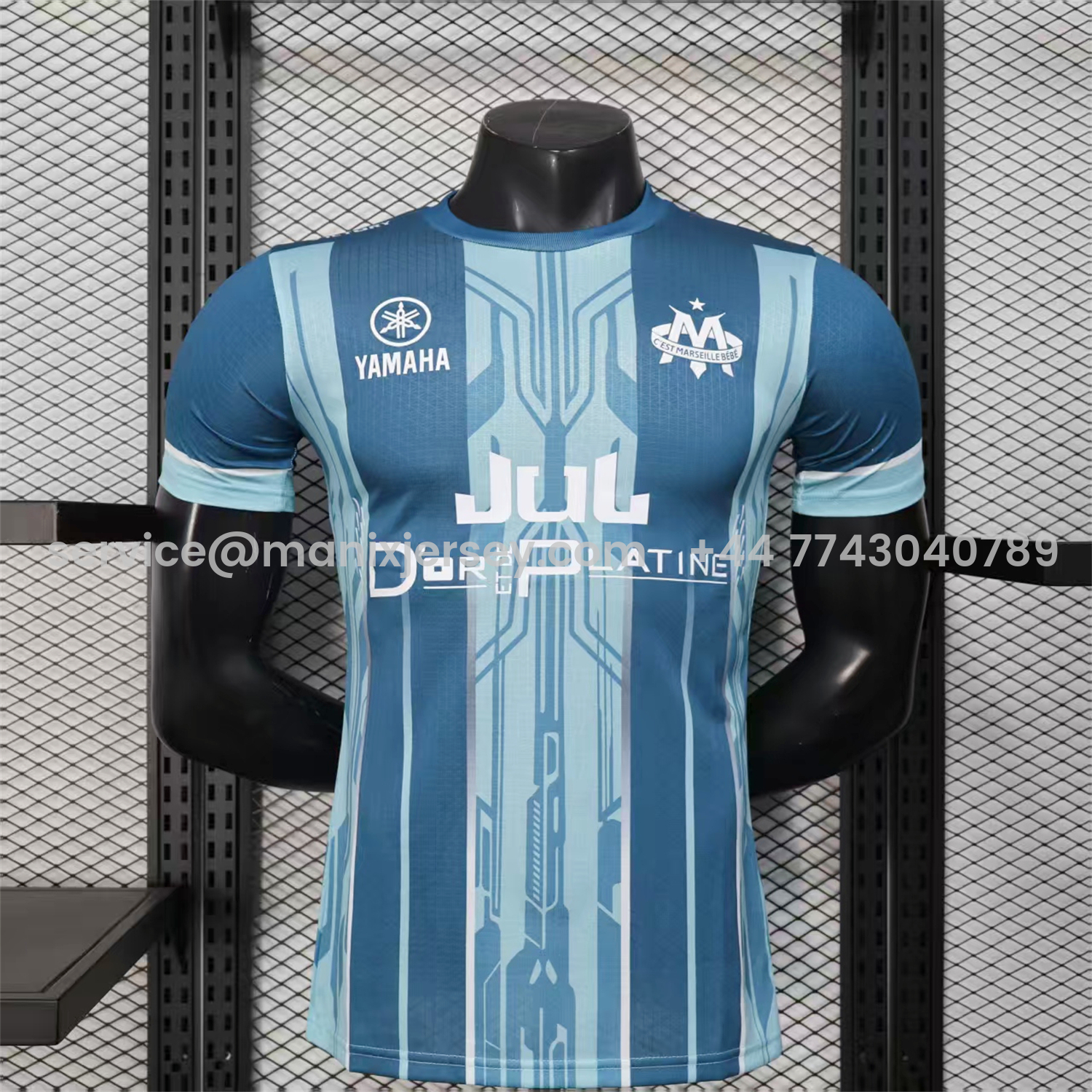 ManixJersey.com | Marseille 25-26 Blue Stripes Special Jersey - Player Version -Customize Name, Number and Patch | Worldwide Shipping