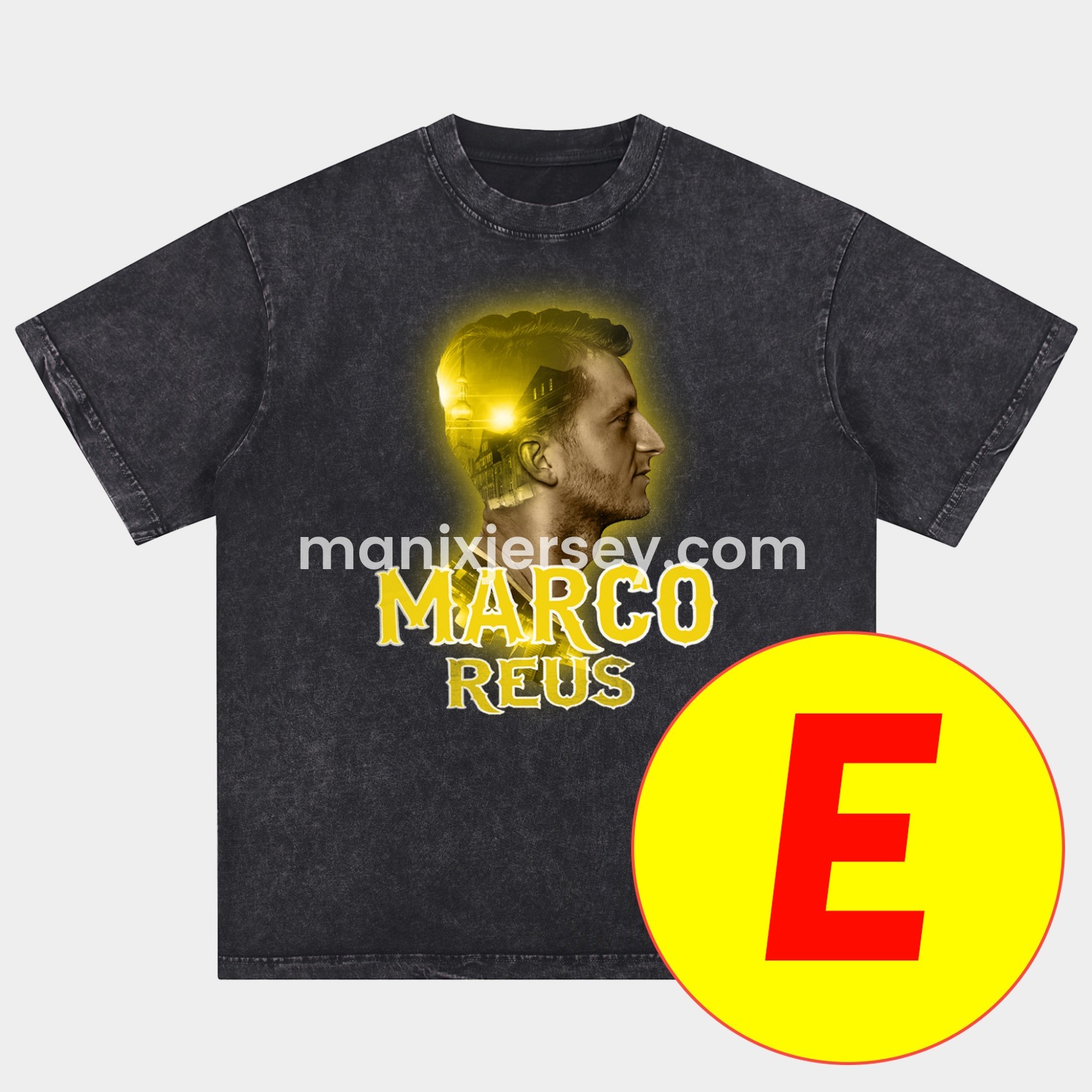 ManixJersey.com | Dortmund Oversized Washed T-Shirt -Customize Name, Number and Patch | Worldwide Shipping