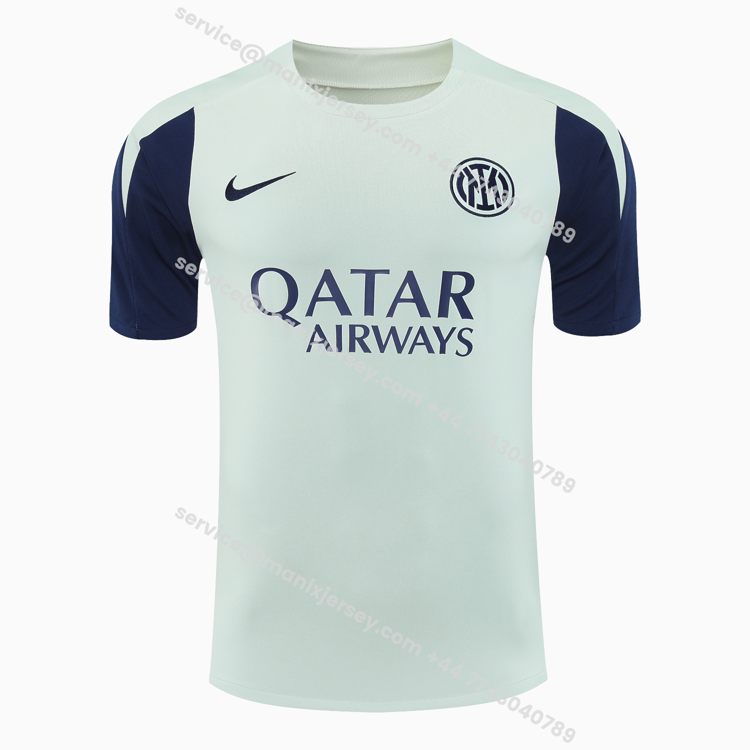 ManixJersey.com | Inter Milan 25-26 Short-Sleeve Training Set - Blue Sleeve White Top & Blue Shorts -Customize Name, Number and Patch | Worldwide Shipping