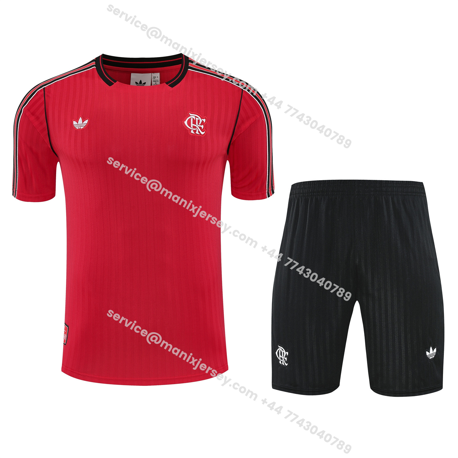 ManixJersey.com | Flamengo 25-26 Short-Sleeve Training Set - Red Top & Black Shorts -Customize Name, Number and Patch | Worldwide Shipping