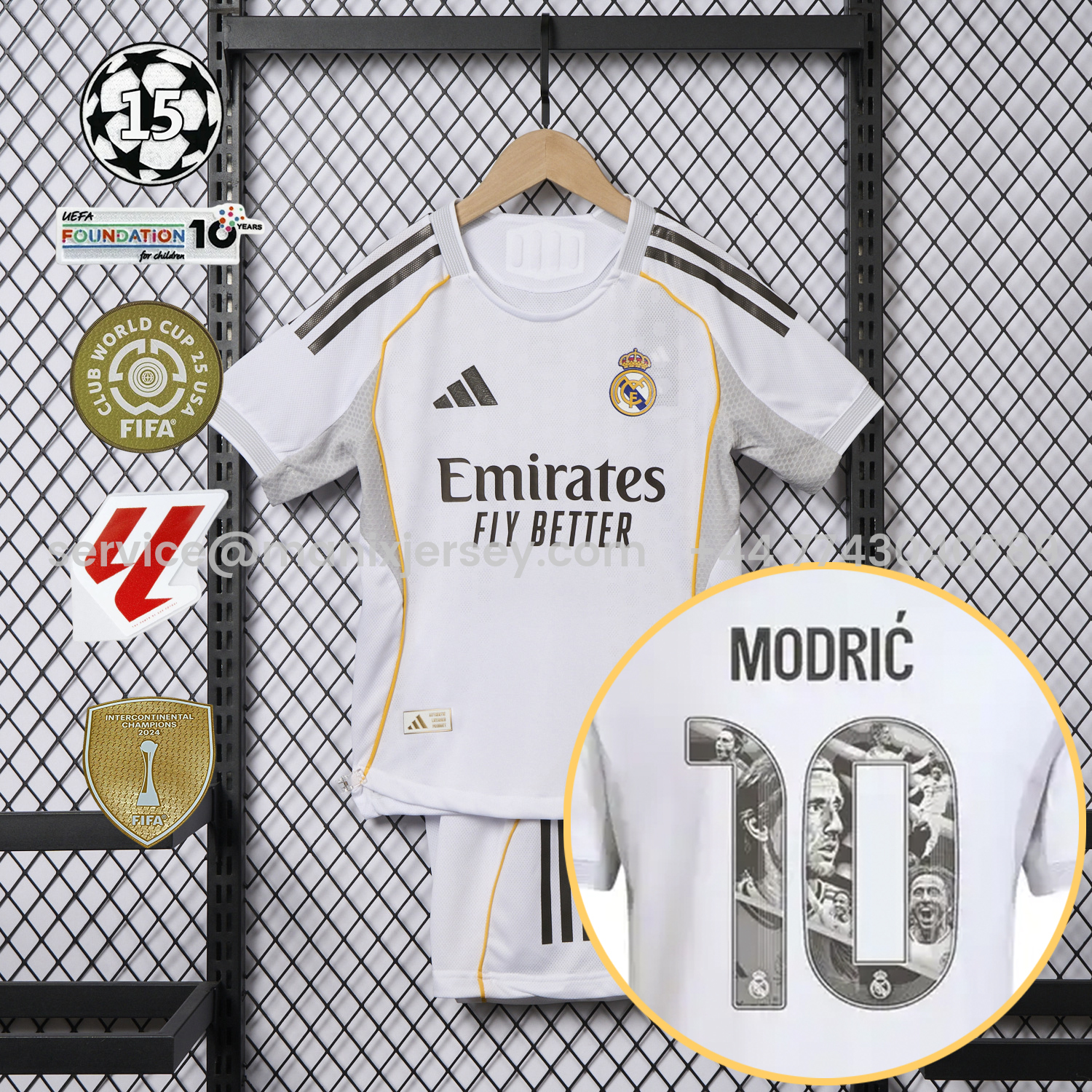 ManixJersey.com | Real Madrid 25-26 Home Modrić Limited Edition Kids Kit - Player Version -Customize Name, Number and Patch | Worldwide Shipping