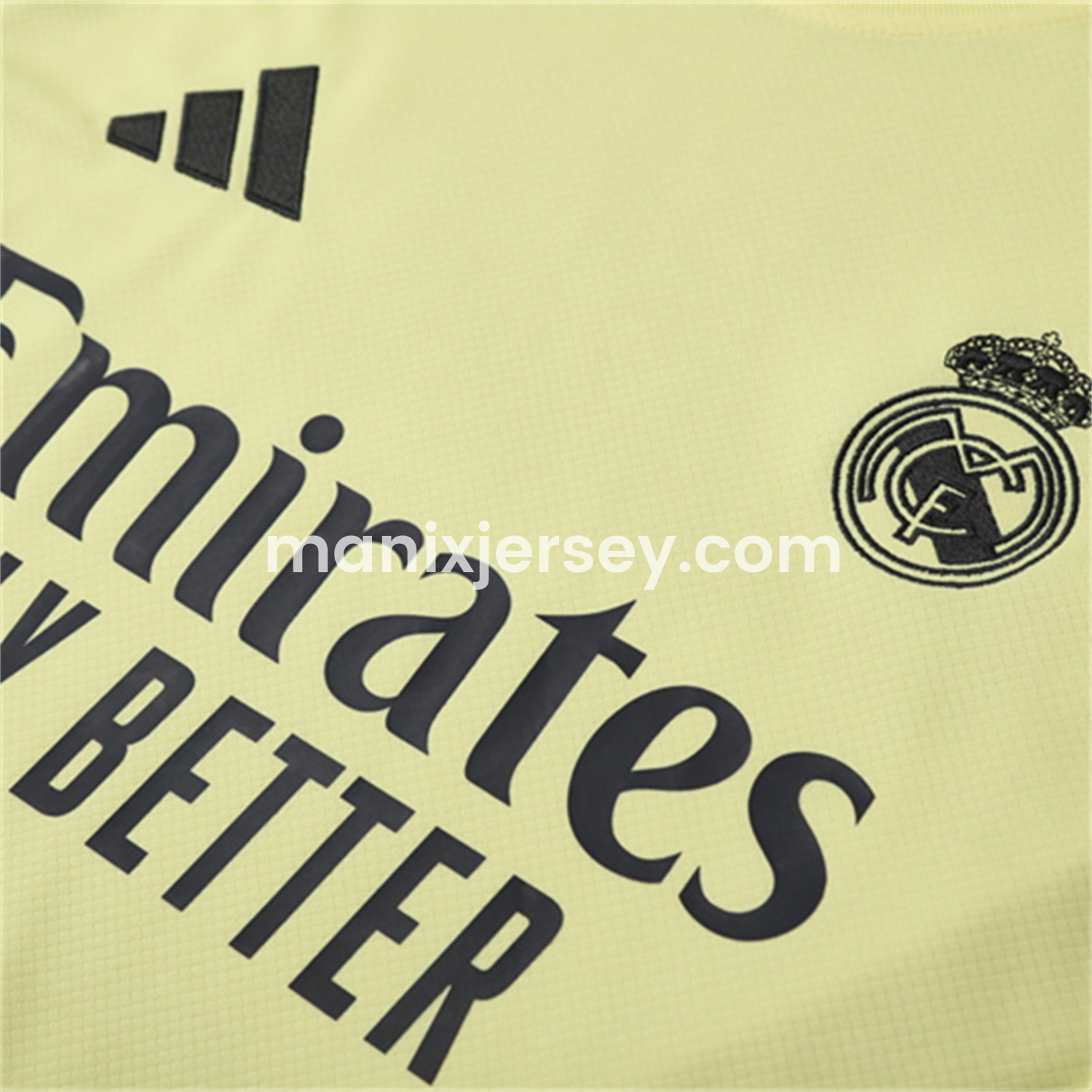 ManixJersey.com | Real Madrid 25-26 Kids Short-Sleeve Training Set - Yellow Top and Grey Shorts -Customize Name, Number and Patch | Worldwide Shipping