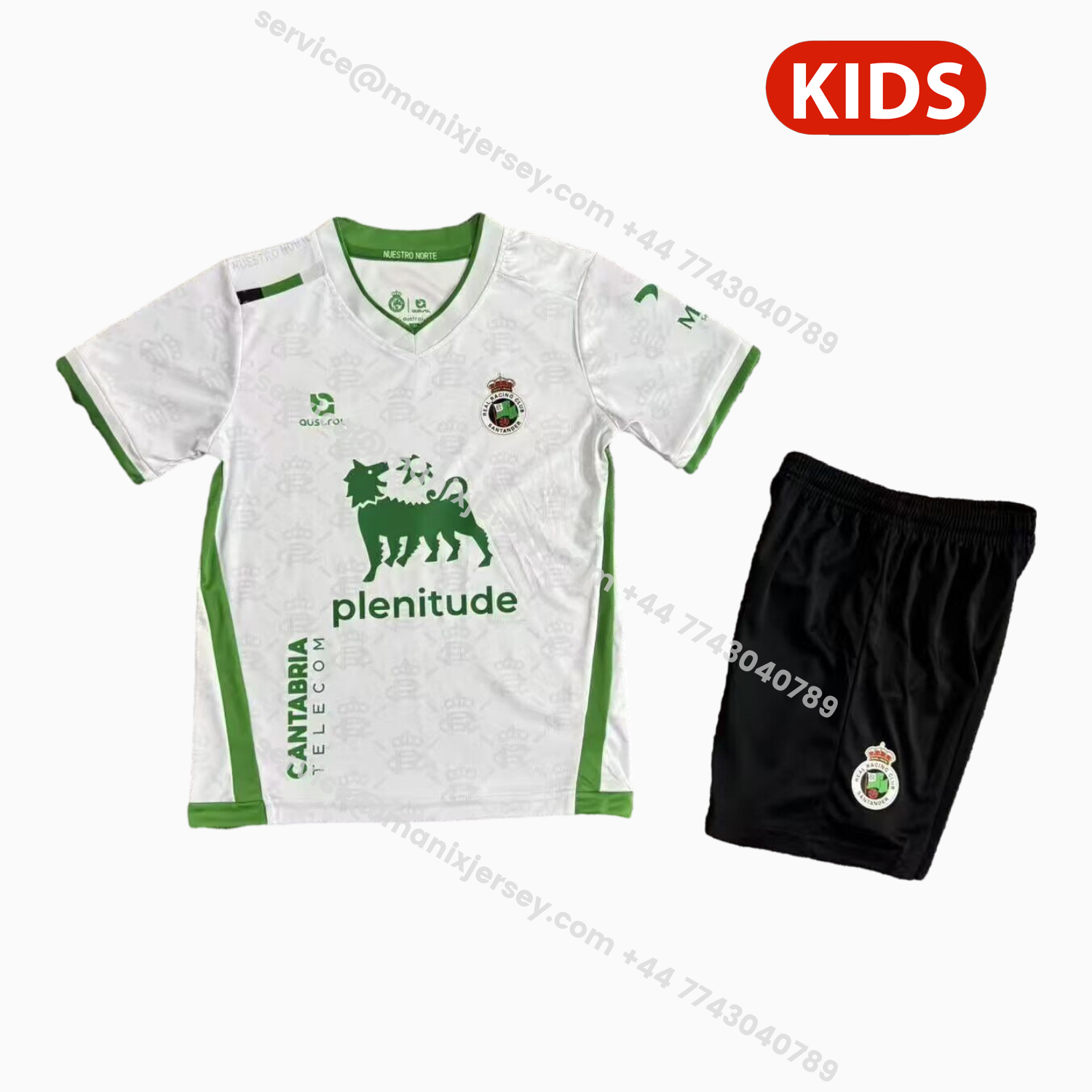 ManixJersey.com | Racing de Santander 25-26 Home Kids Kit -Customize Name, Number and Patch | Worldwide Shipping