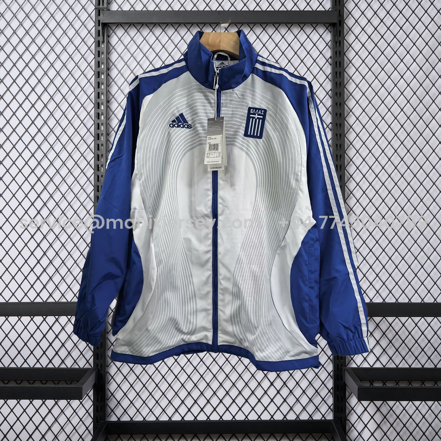 ManixJersey.com | Retro Greece 2006 Vintage Style Windbreaker - White & Black -Customize Name, Number and Patch | Worldwide Shipping