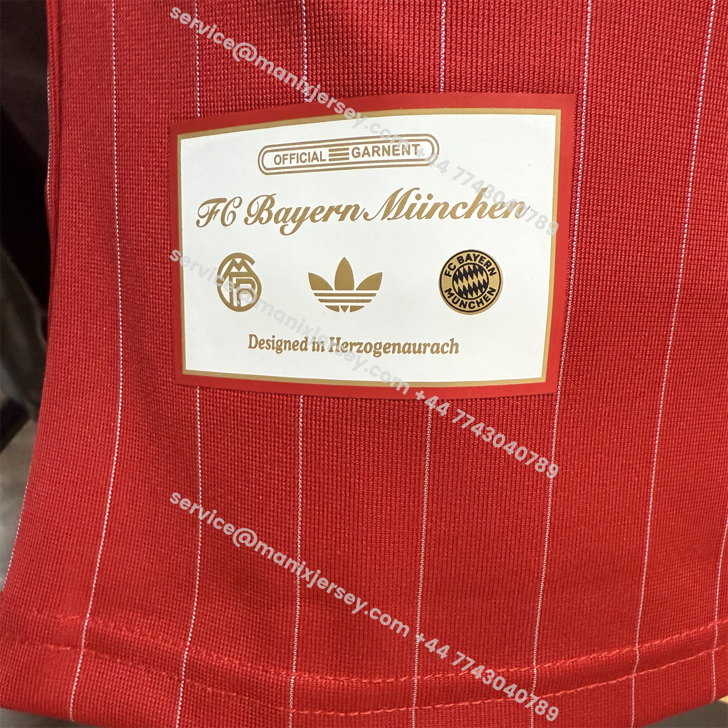 ManixJersey.com | Bayern Munich 25-26 Trefoil Red And White Travel Jersey - Player Version -Customize Name, Number and Patch | Worldwide Shipping
