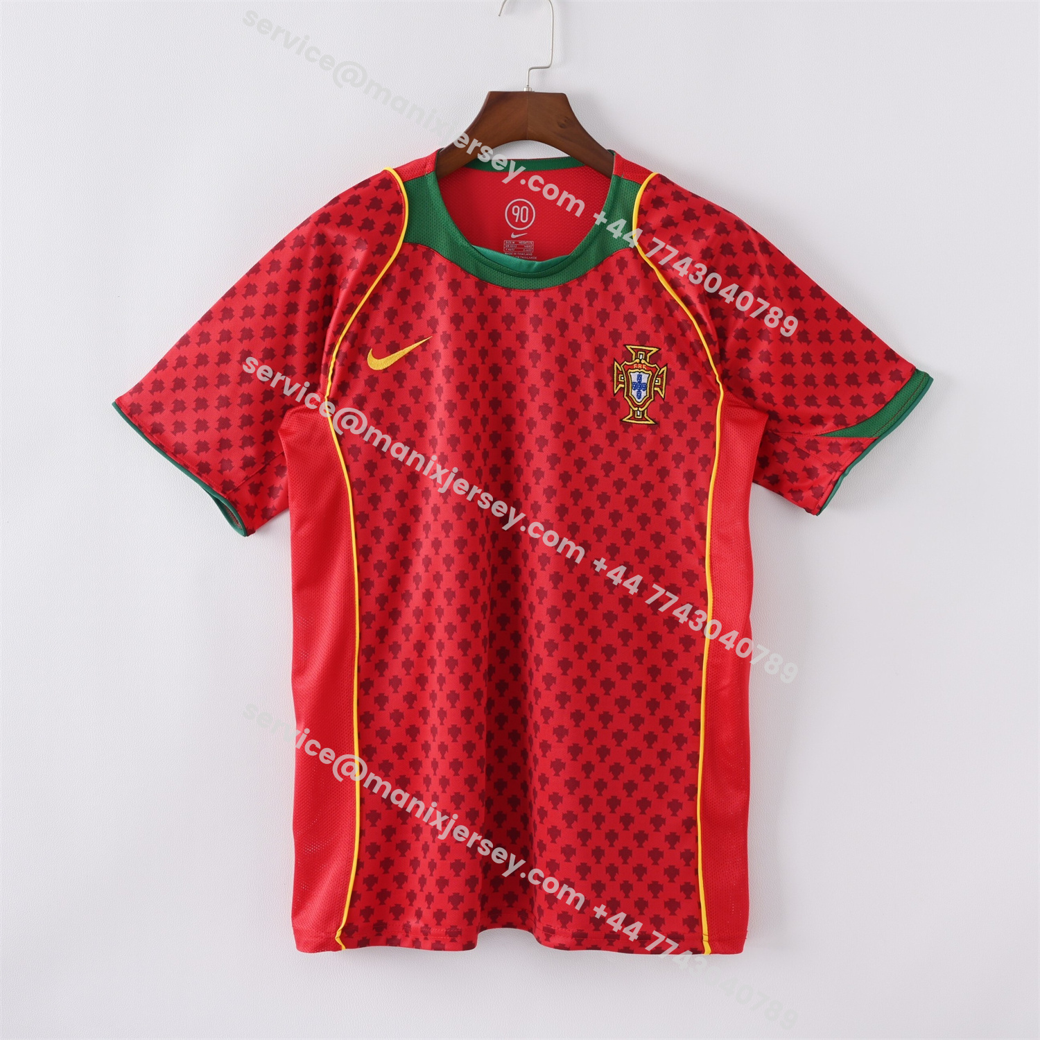 ManixJersey.com | Retro Portugal 2004 Home Jersey -Customize Name, Number and Patch | Worldwide Shipping
