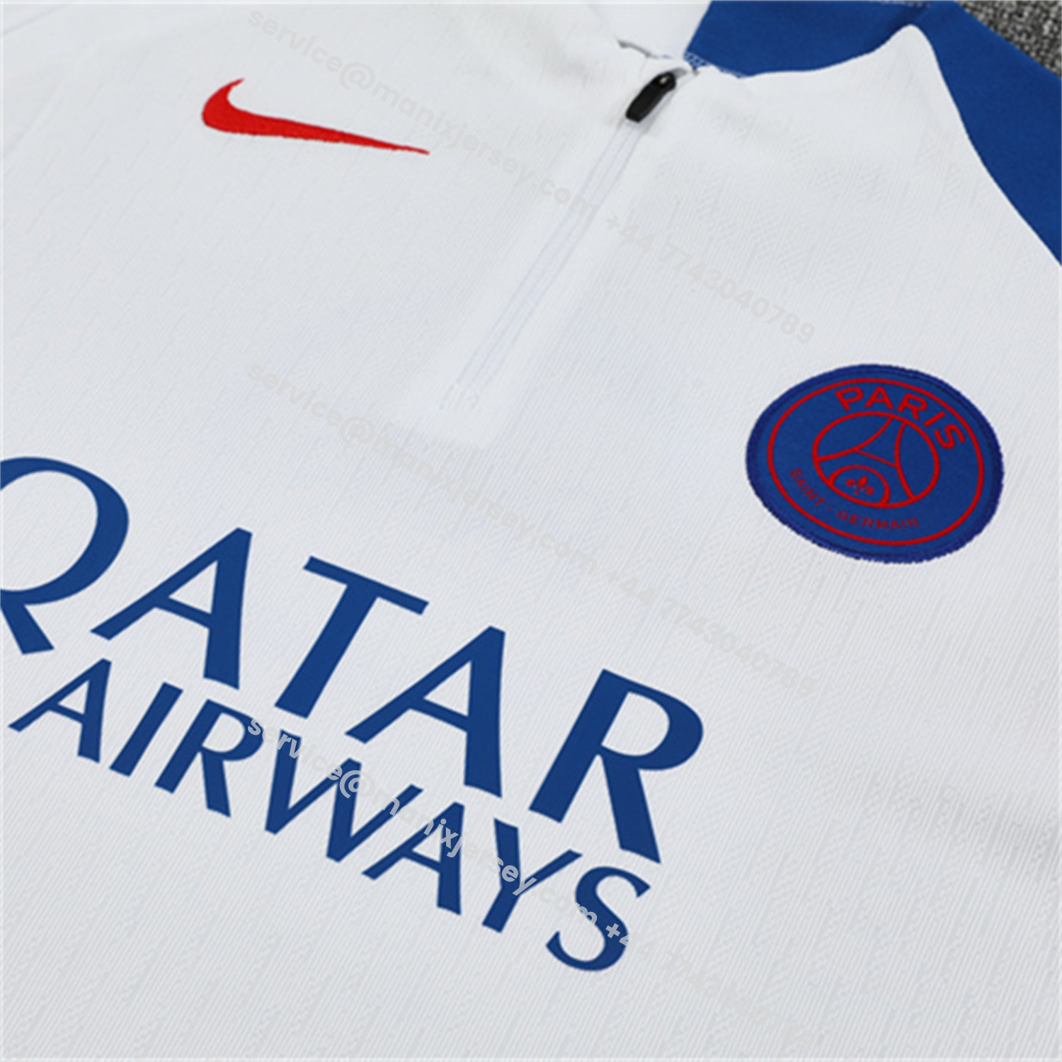 ManixJersey.com | Paris Saint-Germain PSG 25-26 Kids Long Sleeve Training Set - Player Version - White Top and Black Pants -Customize Name, Number and Patch | Worldwide Shipping