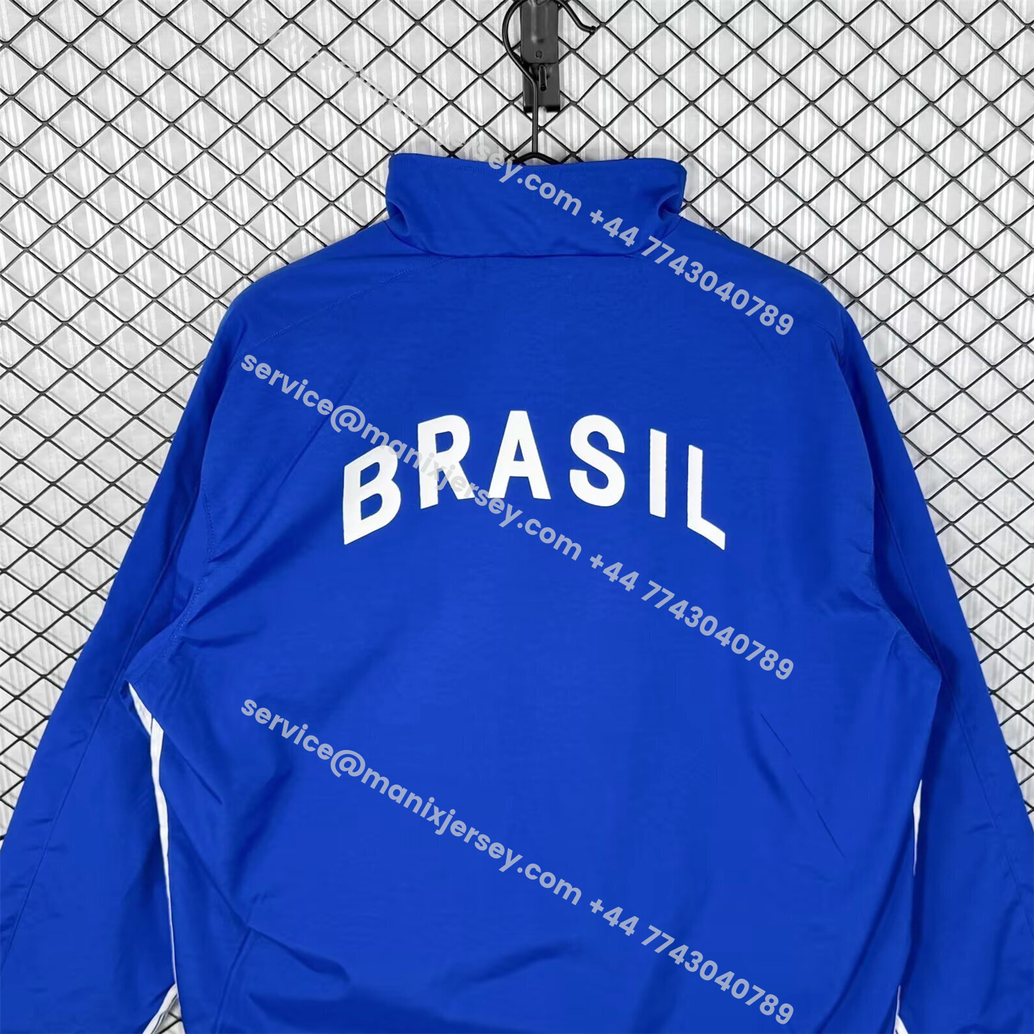 ManixJersey.com | Retro Brazil 1998 Blue Windbreaker -Customize Name, Number and Patch | Worldwide Shipping
